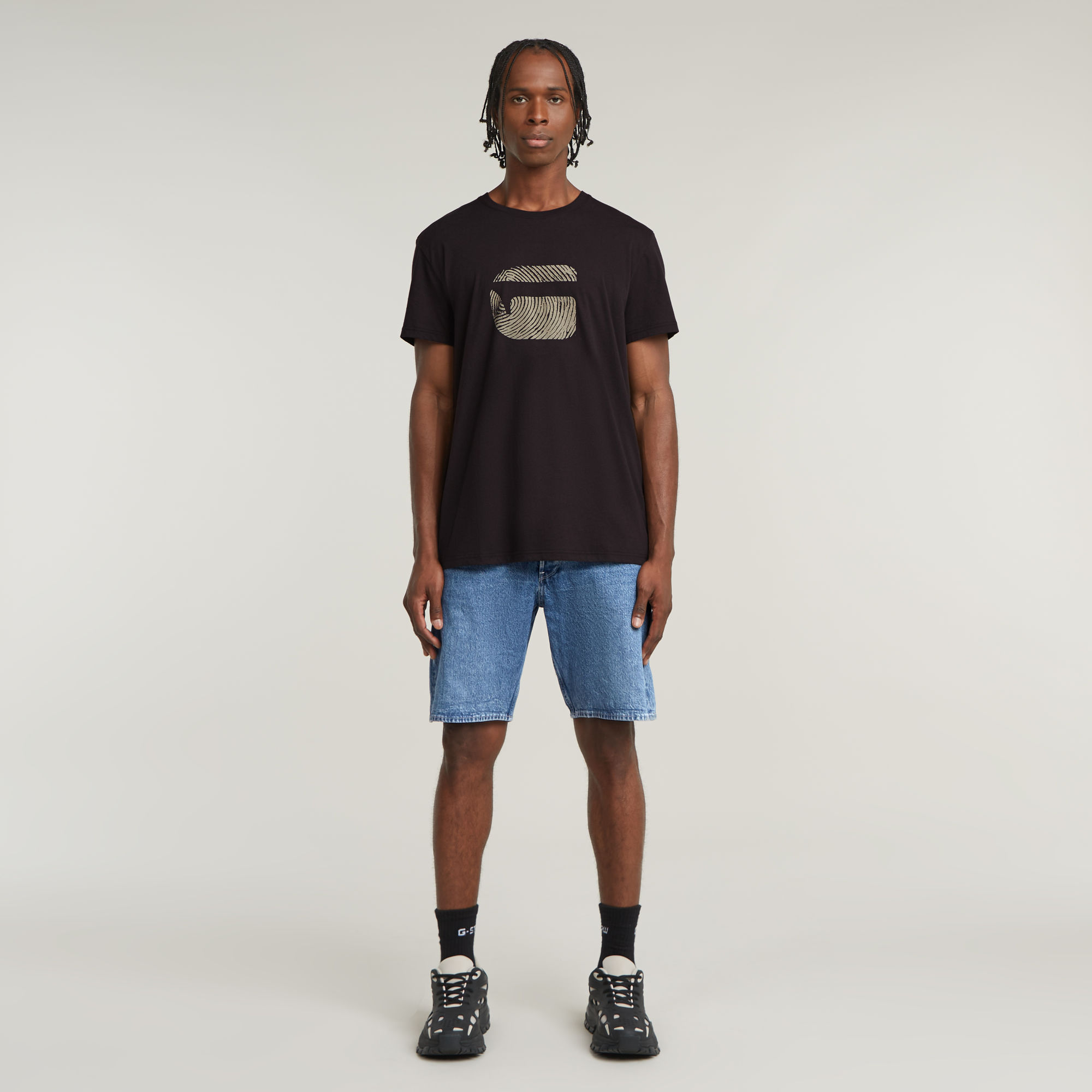 G-Star RAW Finger Print Burger T-Shirt Zwart Heren