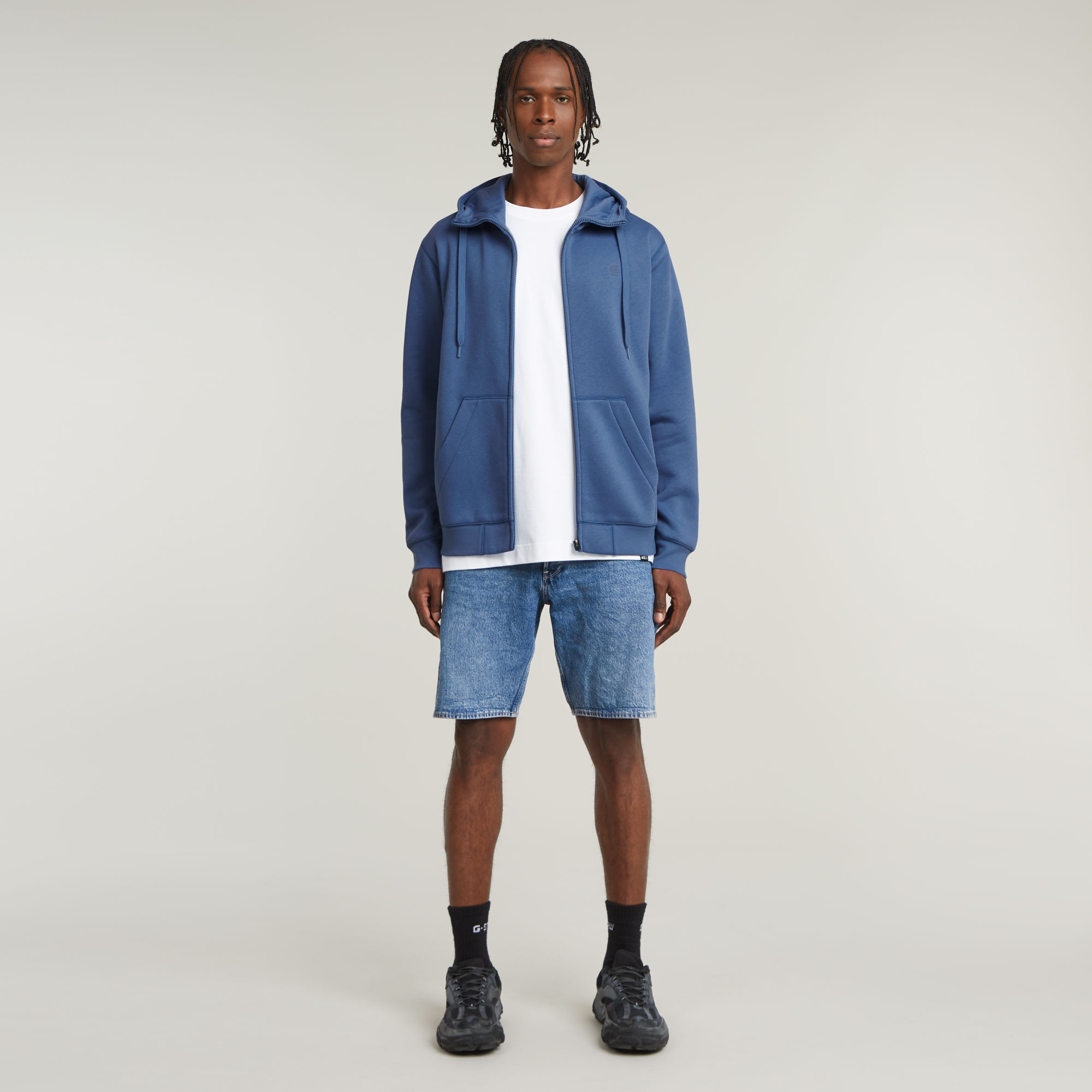Thumbnail - Premium Core Hooded Zip Sweatshirt - Mittelblau - Herren