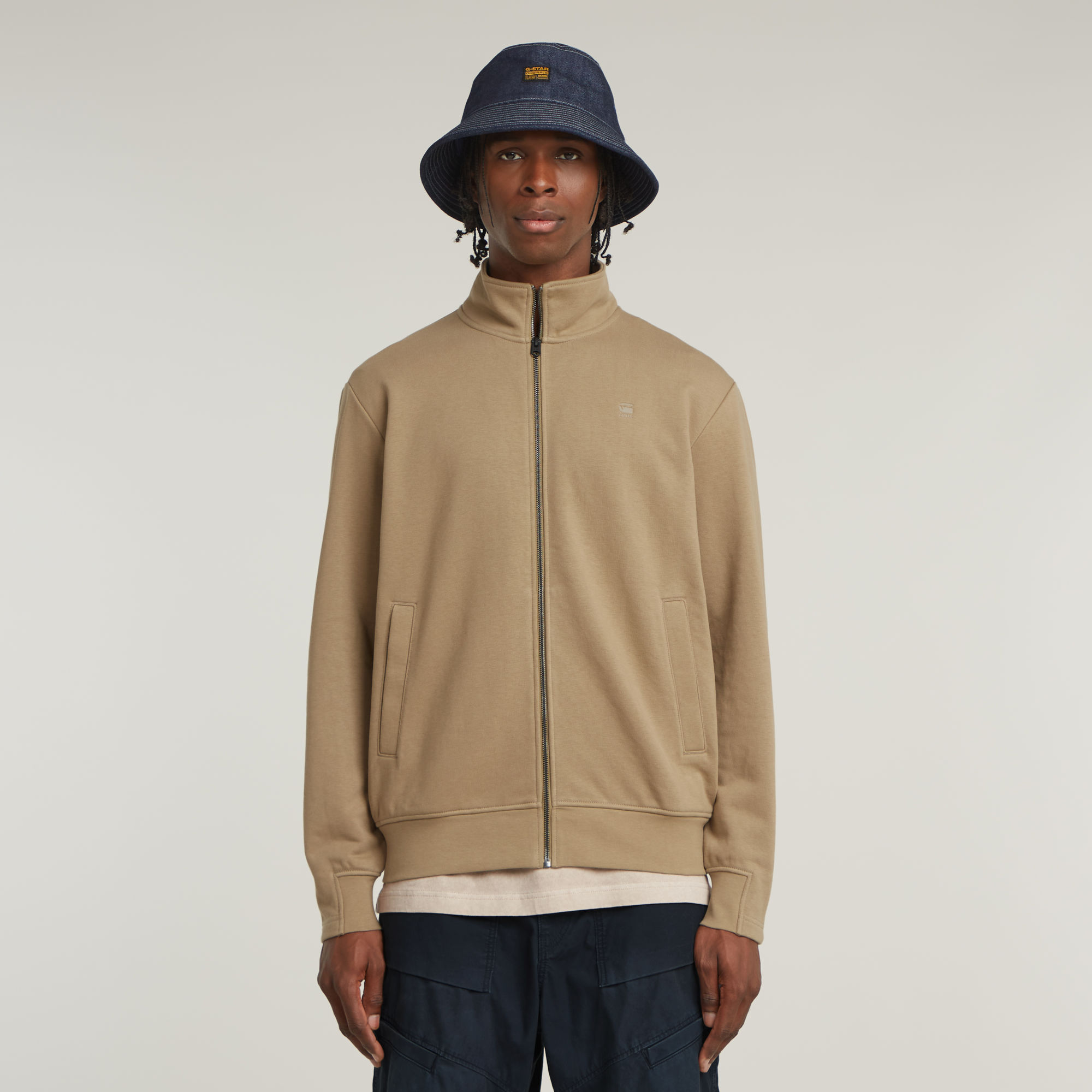 G-Star RAW Nifous Sweater Met Rits Beige Heren