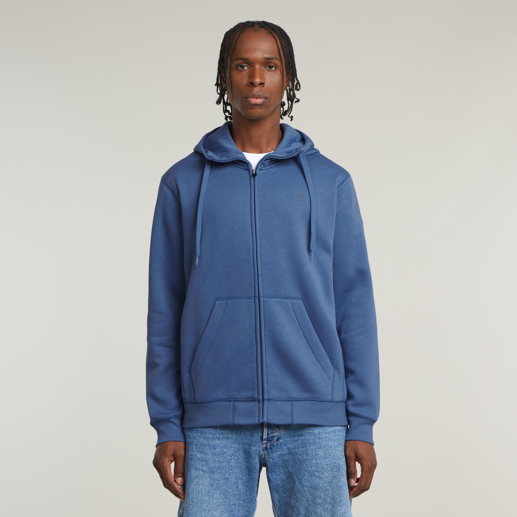 Thumbnail - Premium Core Hooded Zip Sweatshirt - Mittelblau - Herren