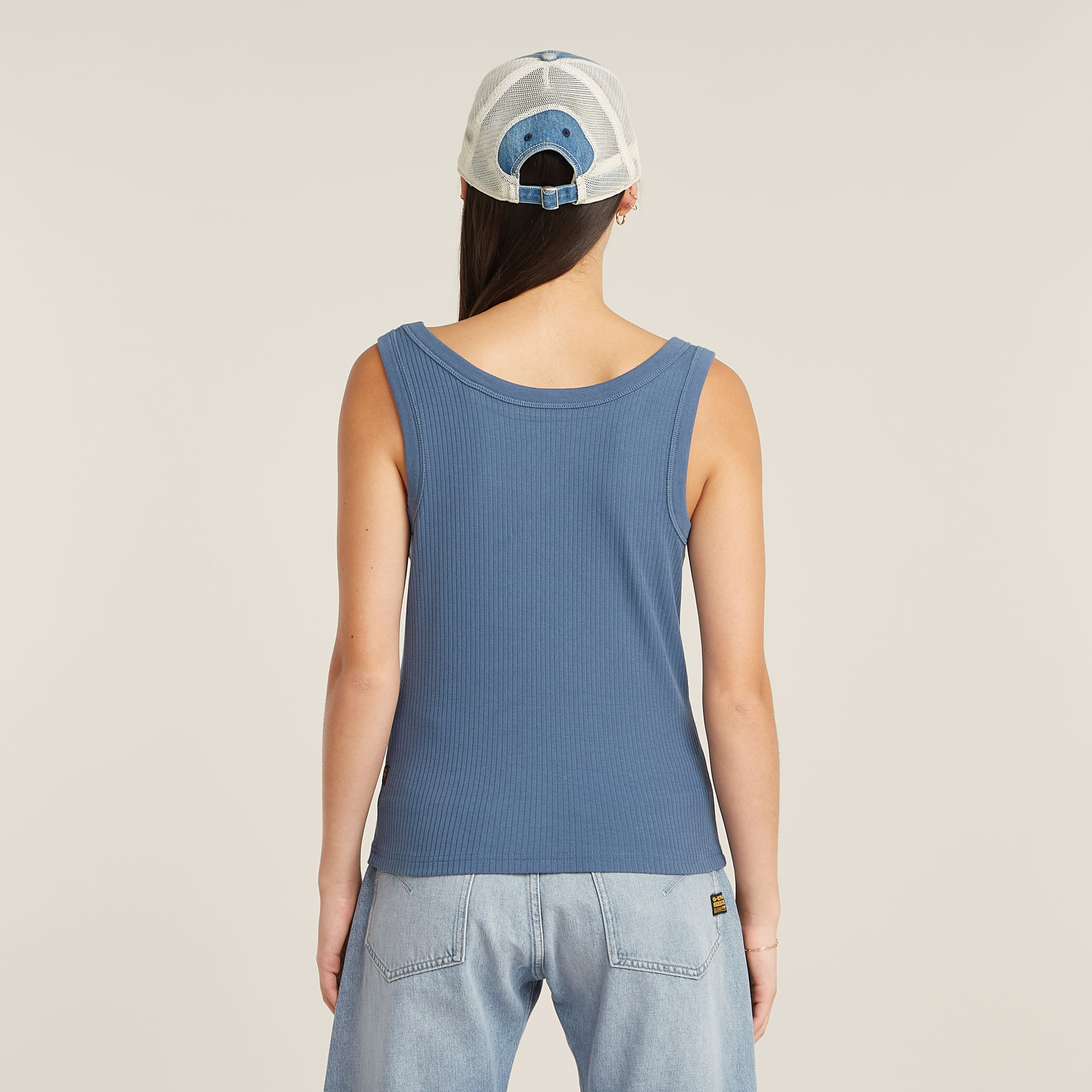 G-Star RAW Slim Rib Tanktop Midden blauw Dames