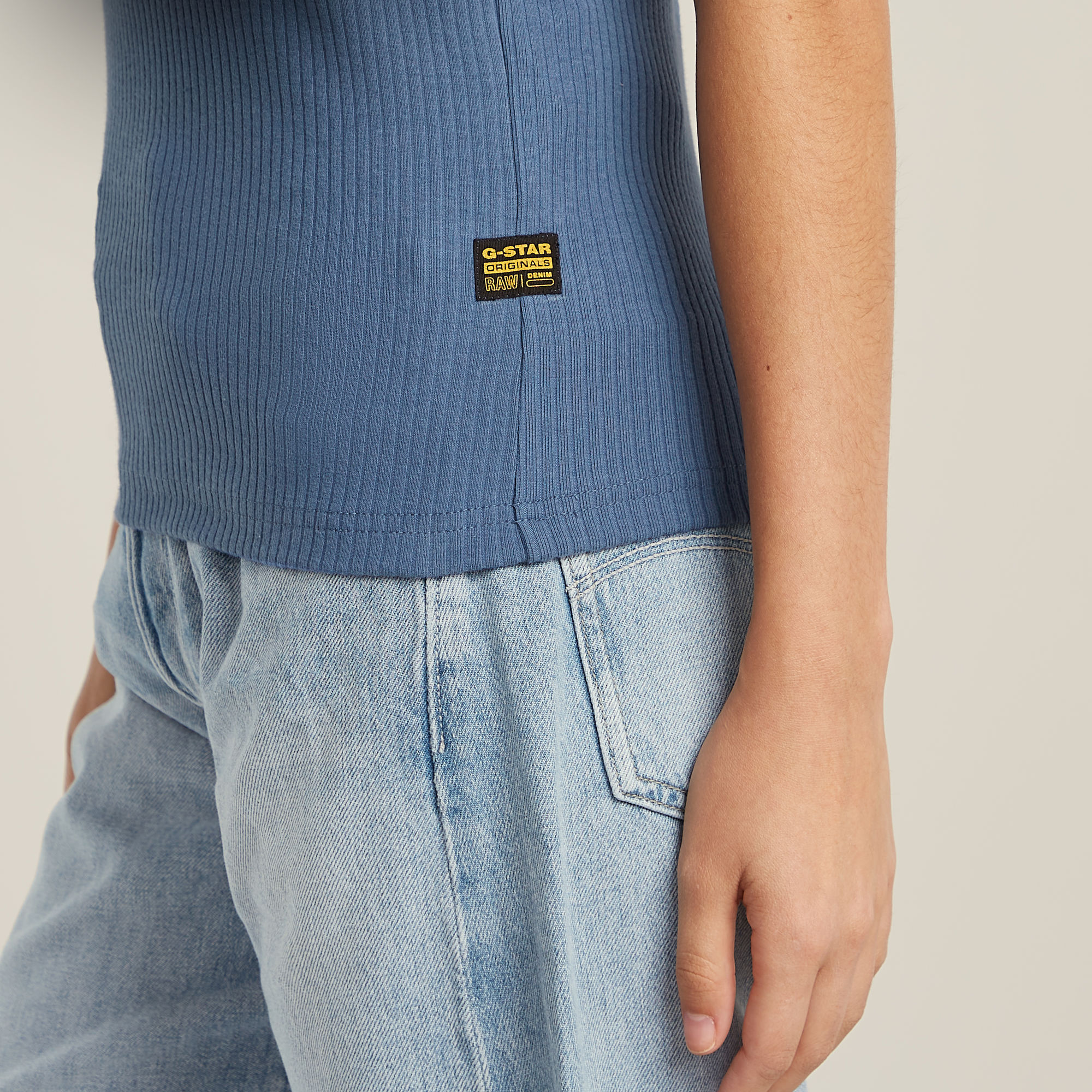 G-Star RAW Slim Rib Tanktop Midden blauw Dames