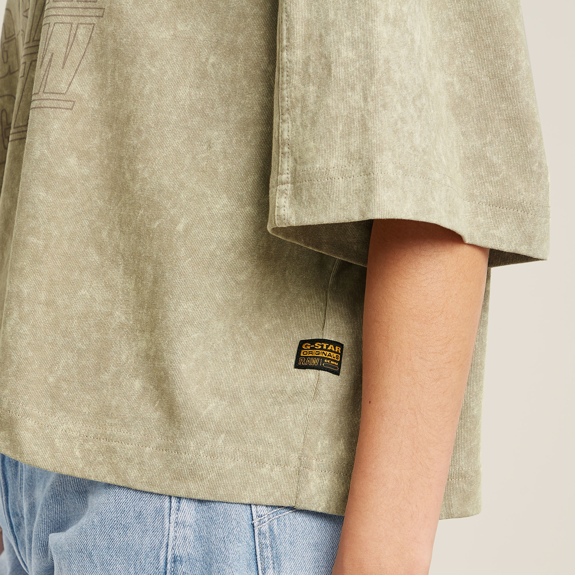 G-Star RAW Washed Multi Logo Oversized T-shirt Beige Dames