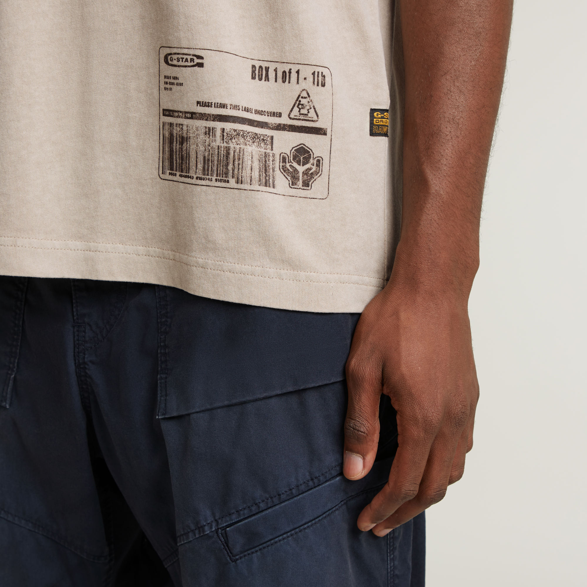 G-Star RAW Shipping Graphic Overdyed T-Shirt Beige Heren