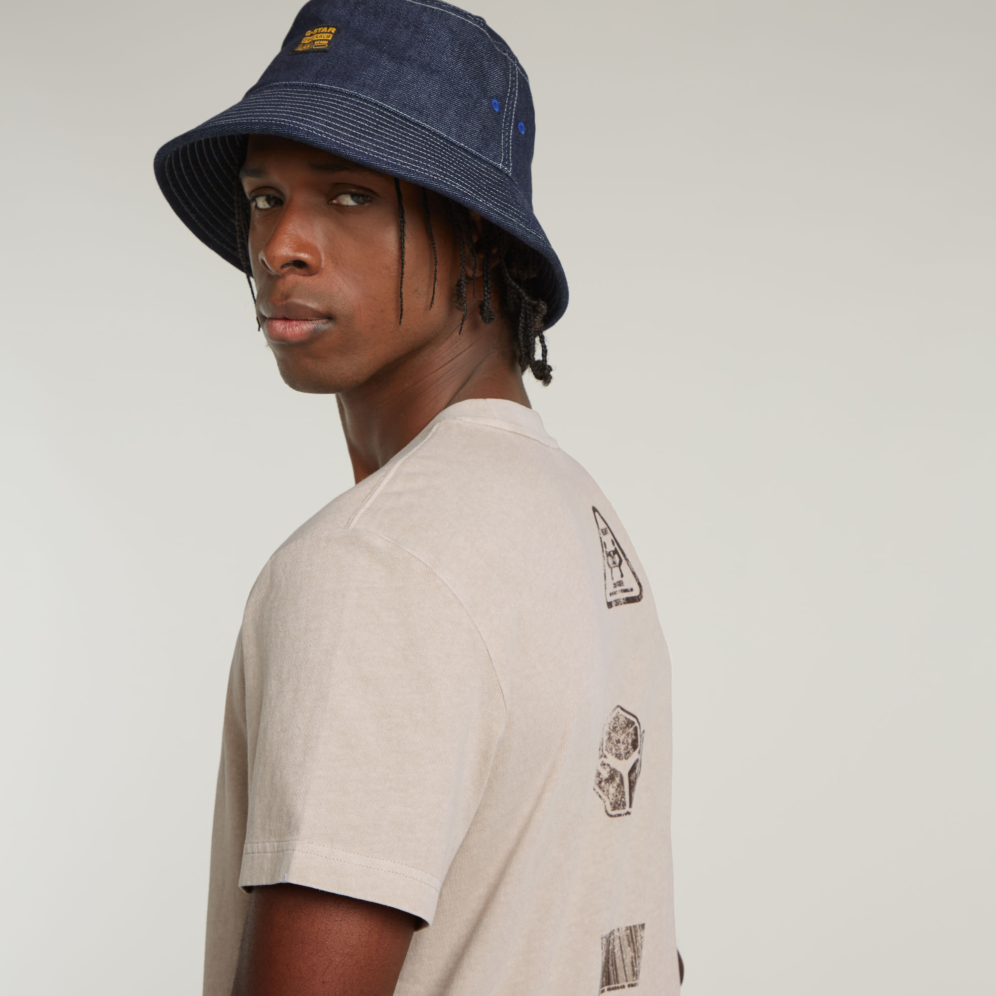 G-Star RAW Shipping Graphic Overdyed T-Shirt Beige Heren
