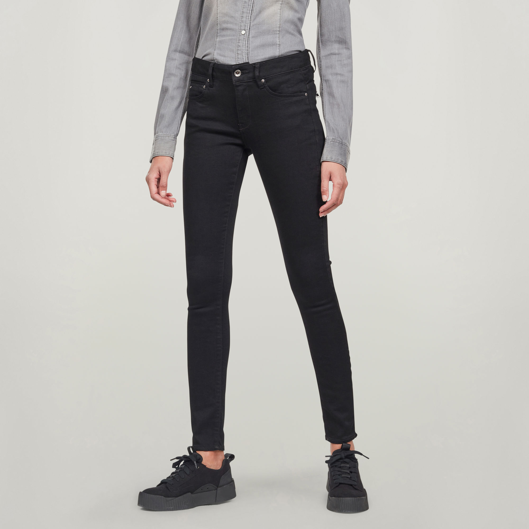 

Midge Zip Mid Skinny Jeans - Zwart - Dames