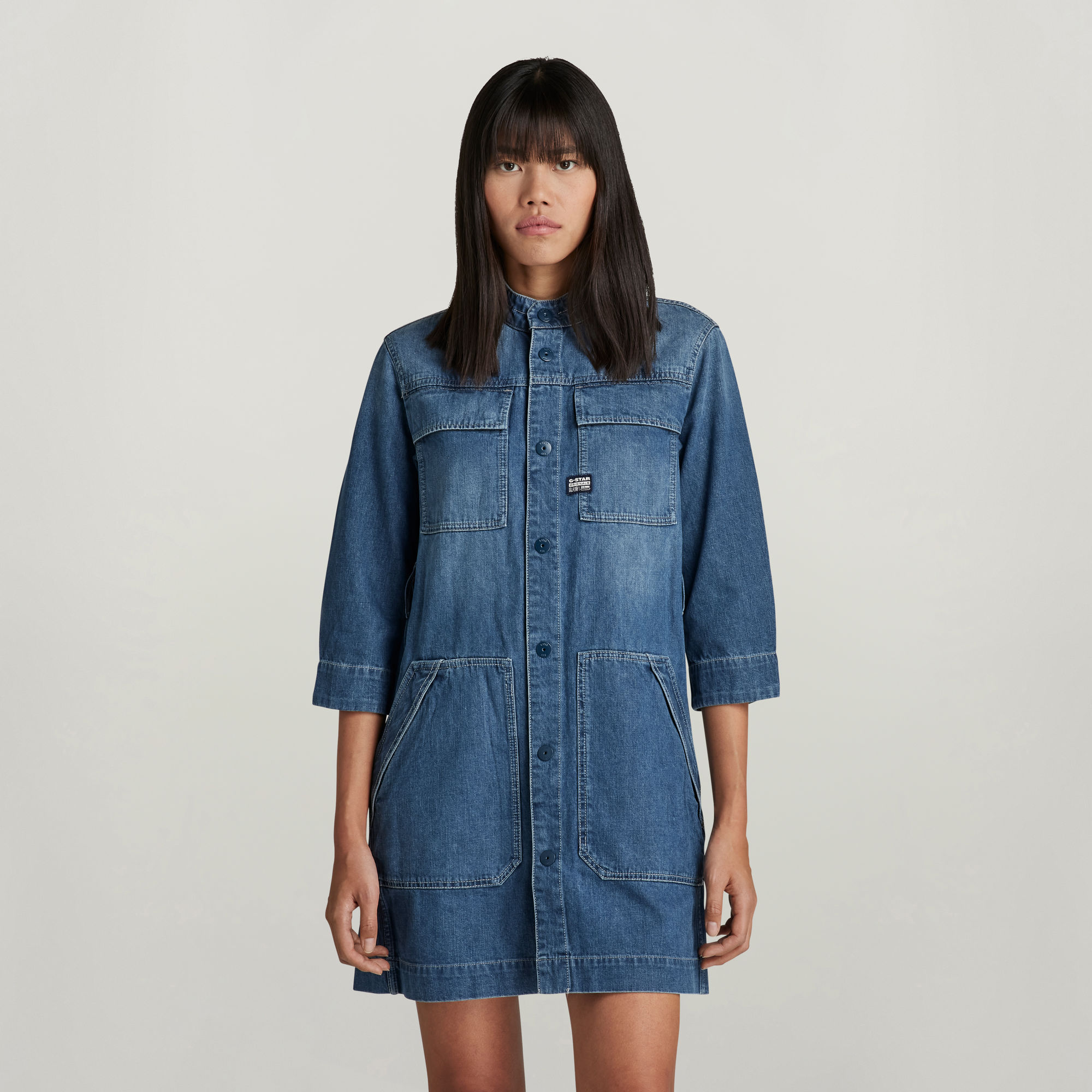 

Overhemdjurk - Midden blauw - Dames