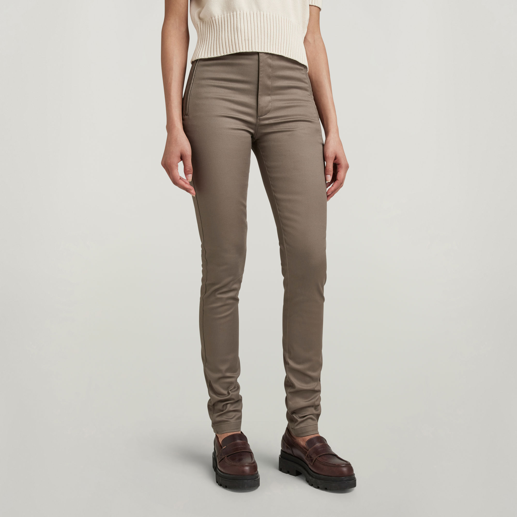 

Weld High Skinny Chino - Bruin - Dames