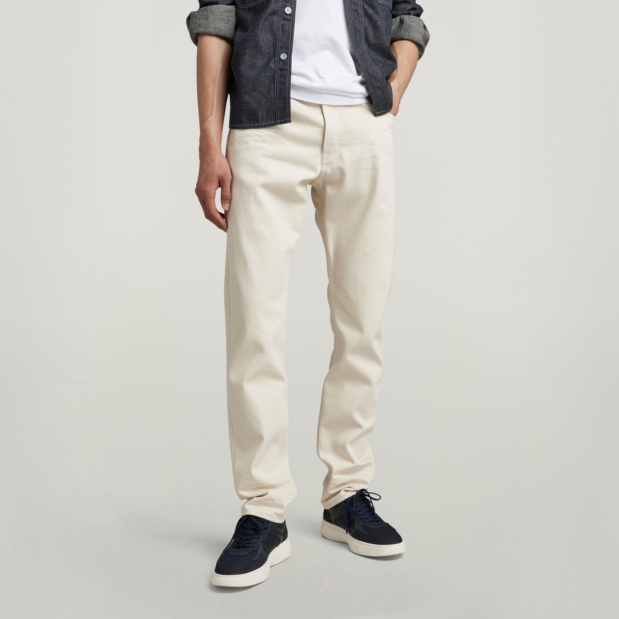 

Triple A Regular Straight Jeans - White - Men