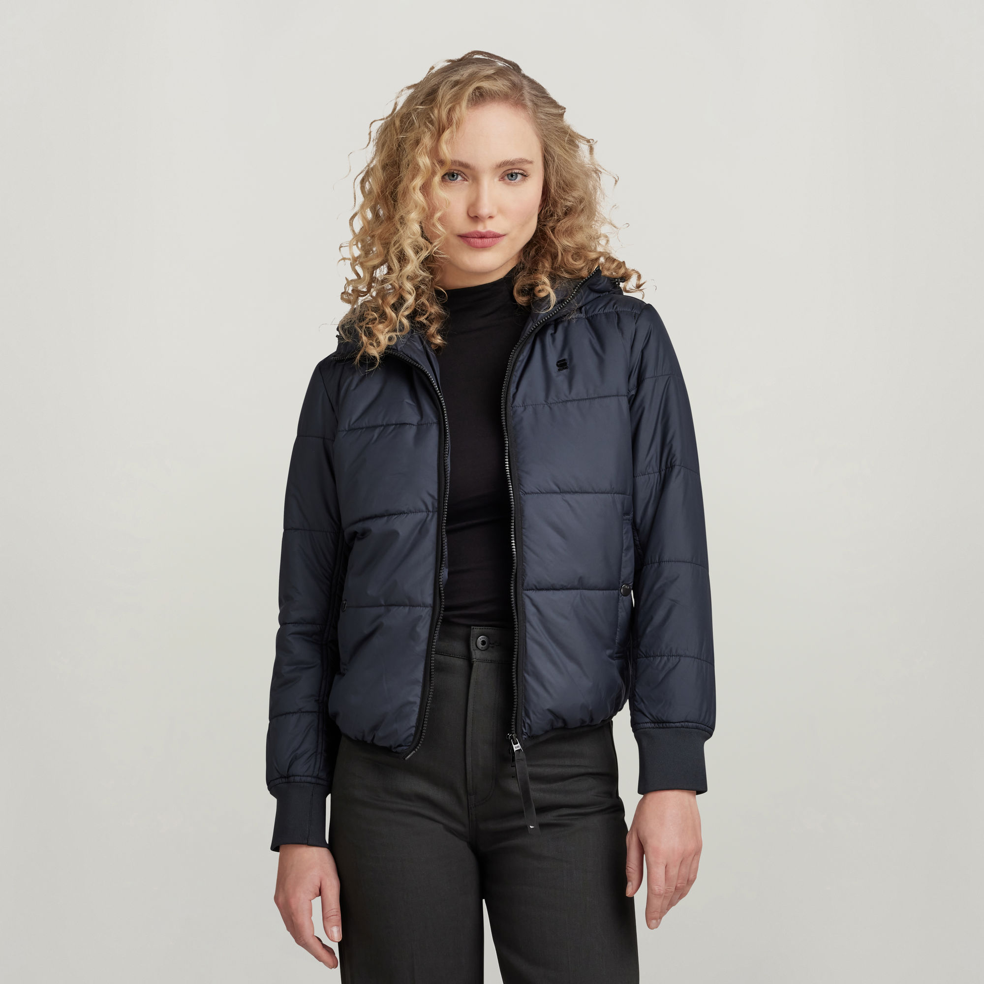 Short Padded Jacke - Dunkelblau - Damen