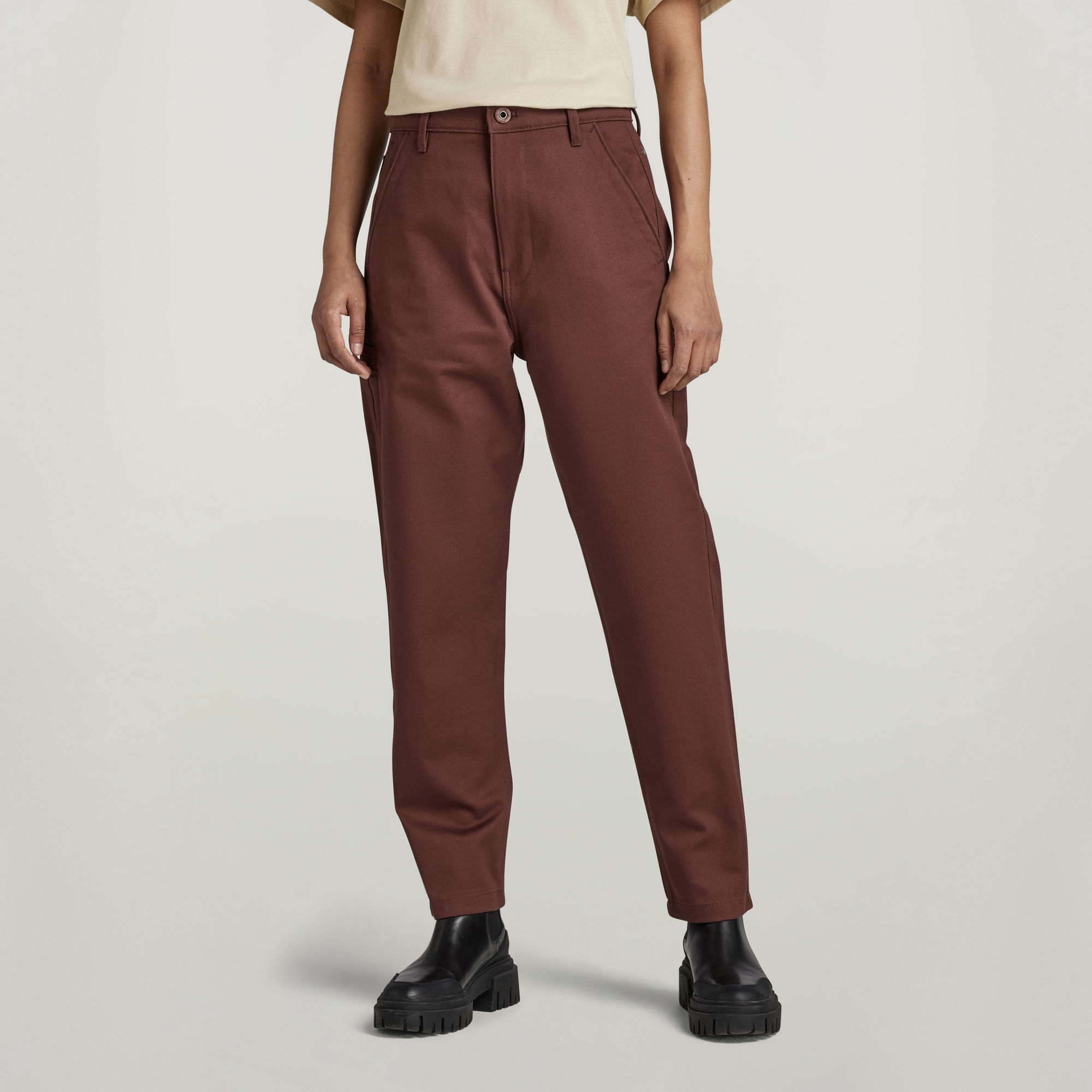 Boyfriend Tapered Chino - Braun - Damen