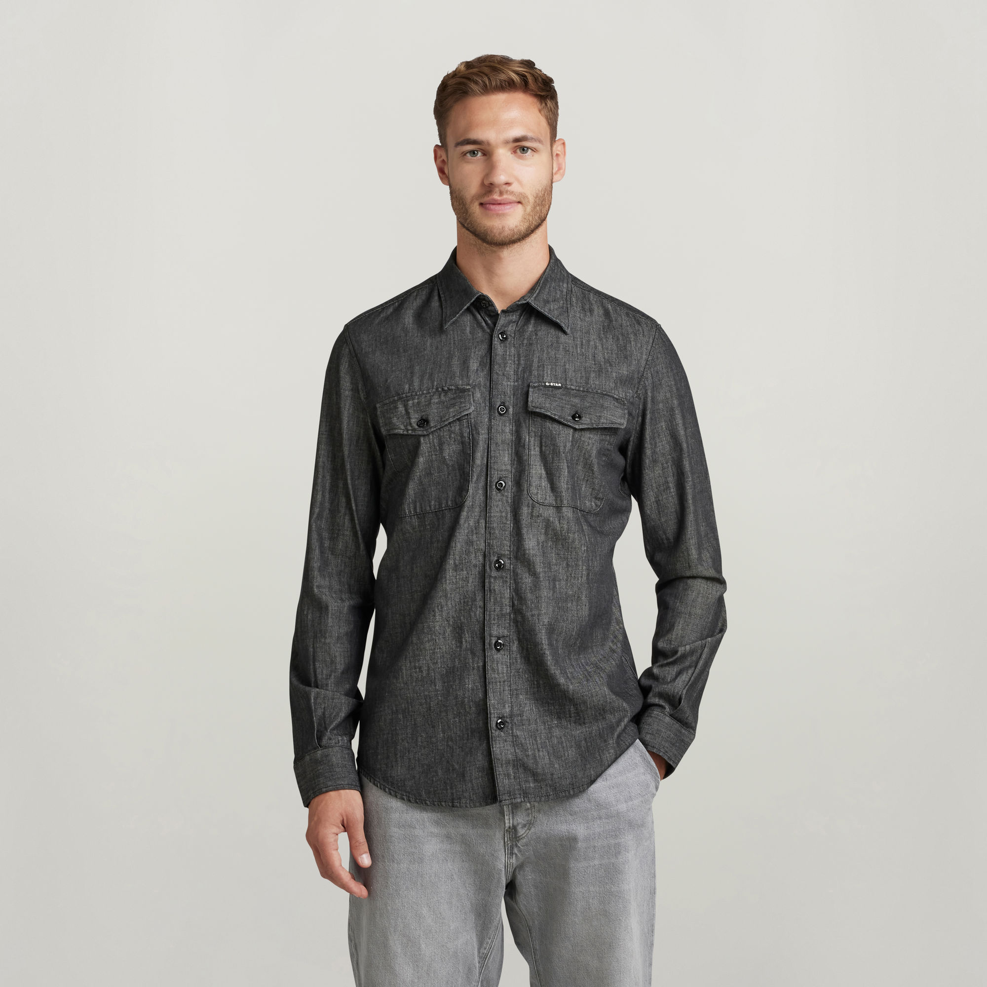 Marine Slim Shirt - Schwarz - Herren