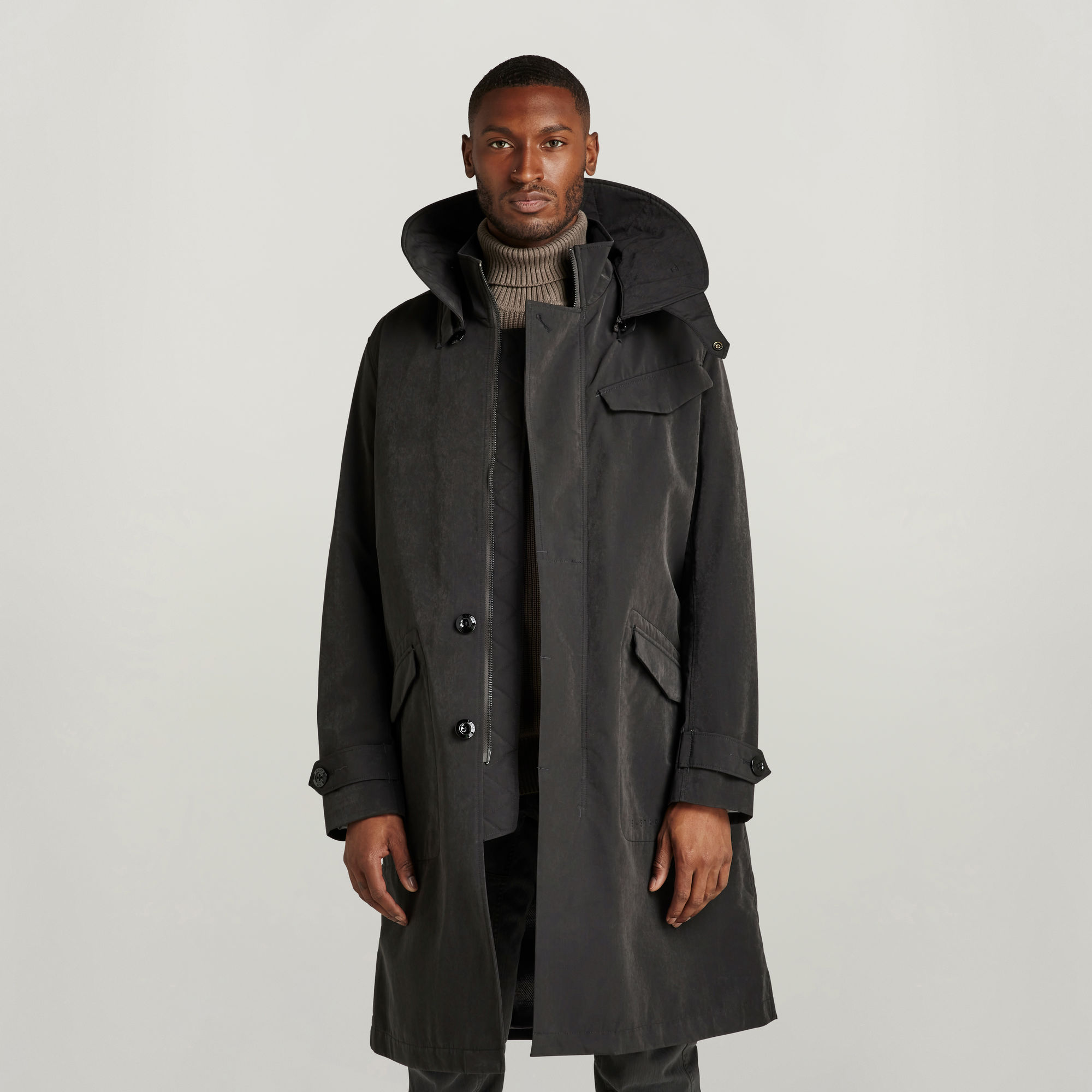 Belted Trenchcoat - Schwarz - Herren