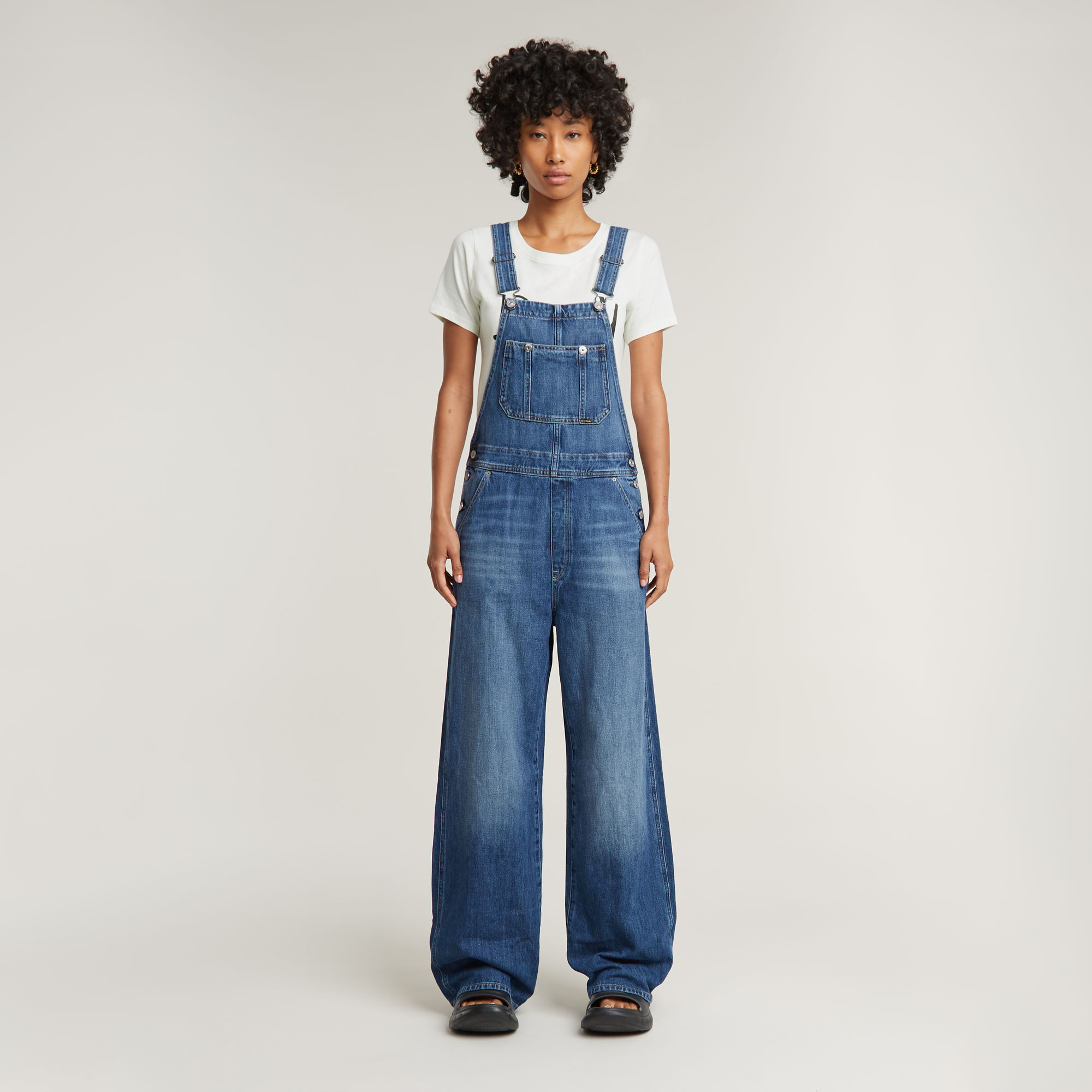 

Straight Leg Dungaree - Medium blue - Women