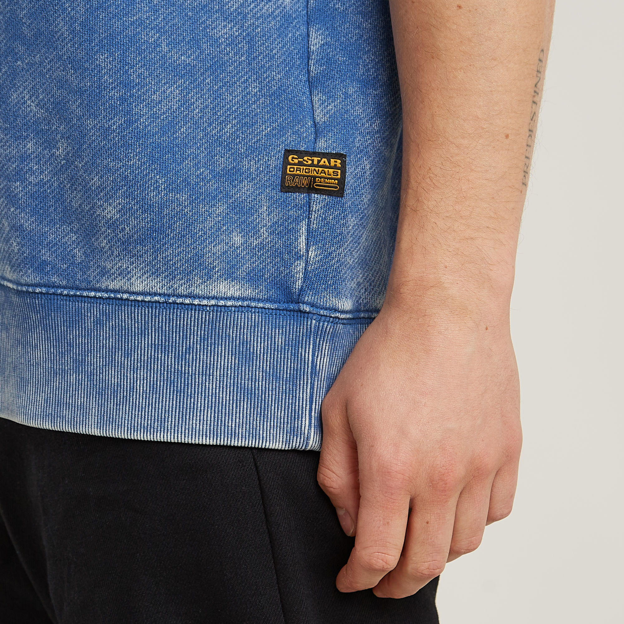 G-Star RAW Acid Wash Loose Sweater Midden blauw Heren