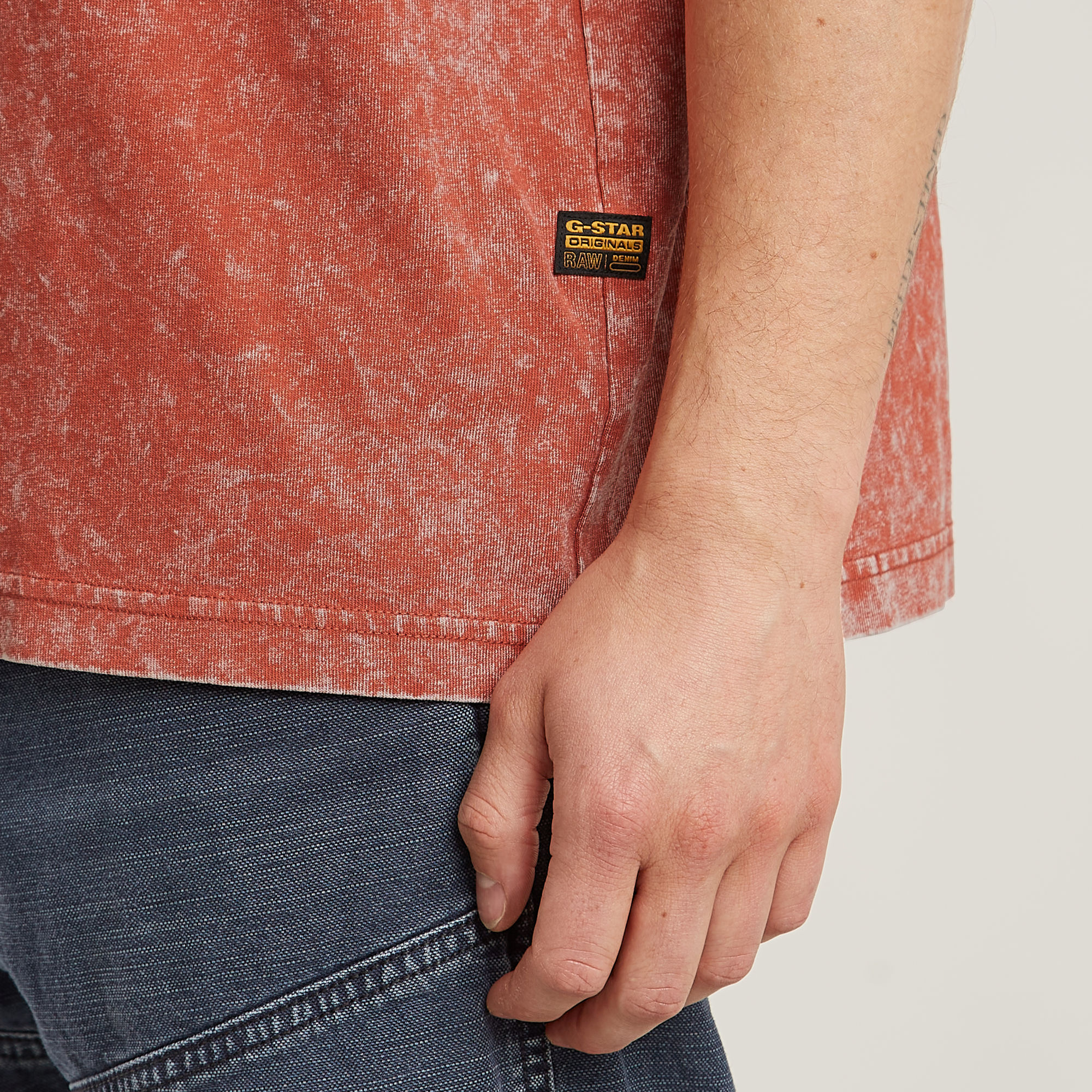 G-Star RAW Acid Wash Boxy T-shirt Rood Heren