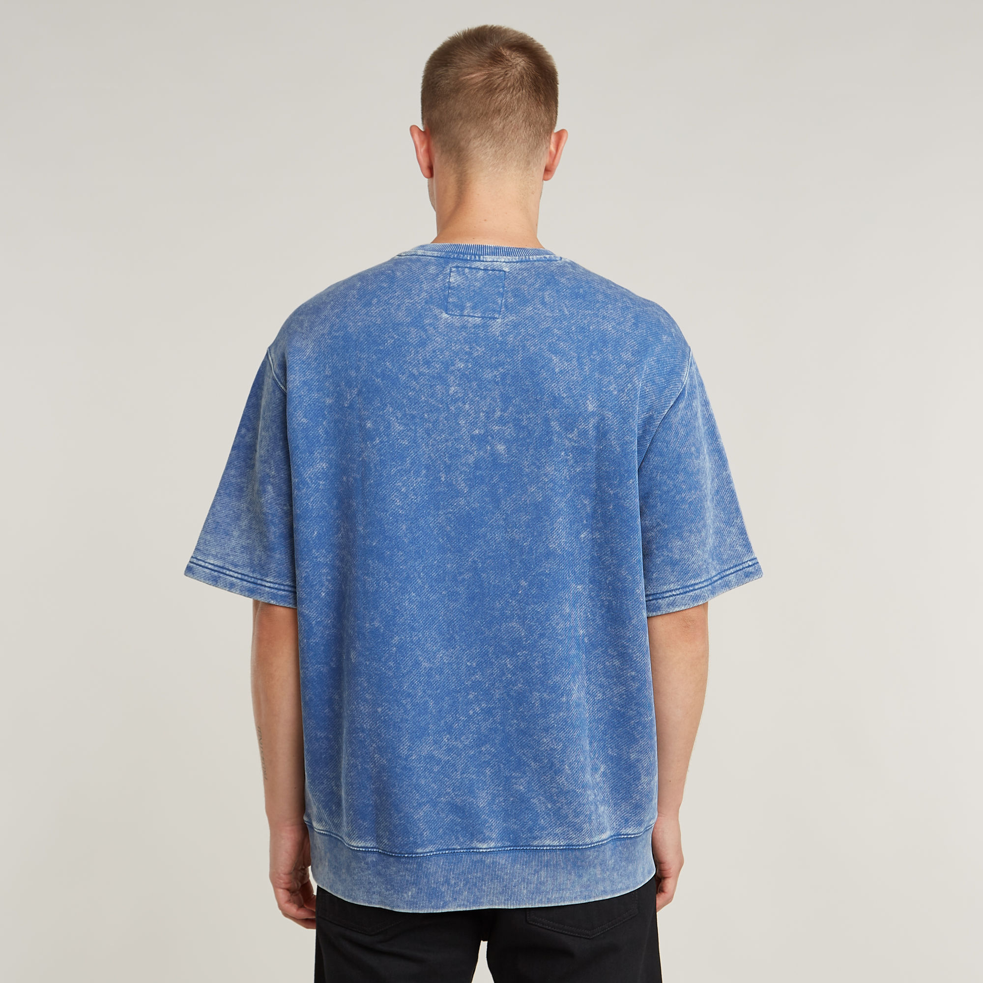 G-Star RAW Acid Wash Loose Sweater Midden blauw Heren