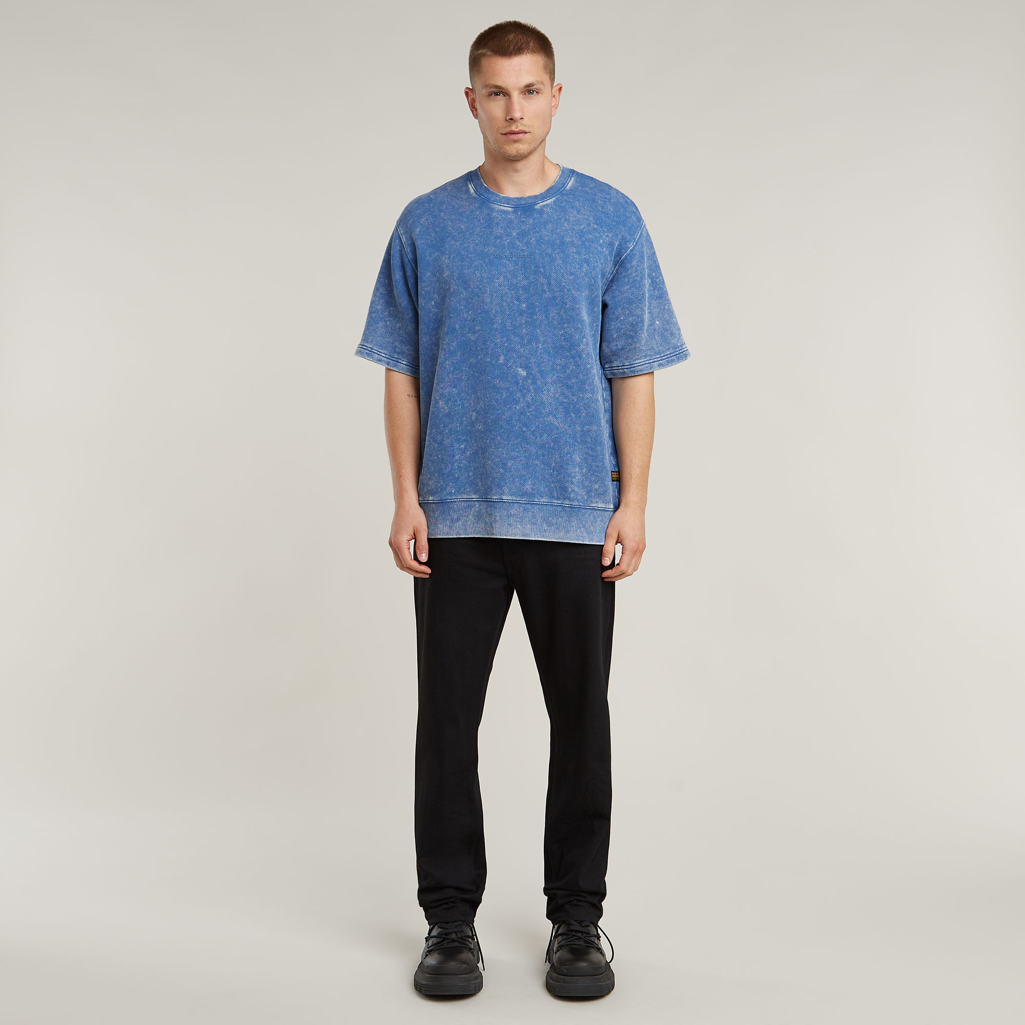 G-Star RAW Acid Wash Loose Sweater Midden blauw Heren