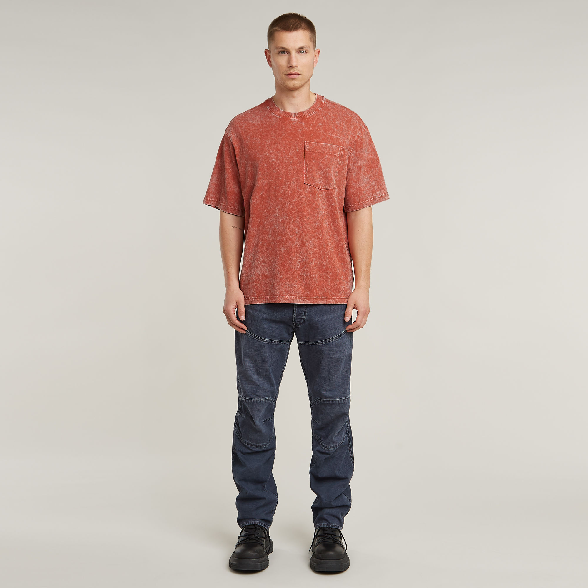 G-Star RAW Acid Wash Boxy T-shirt Rood Heren