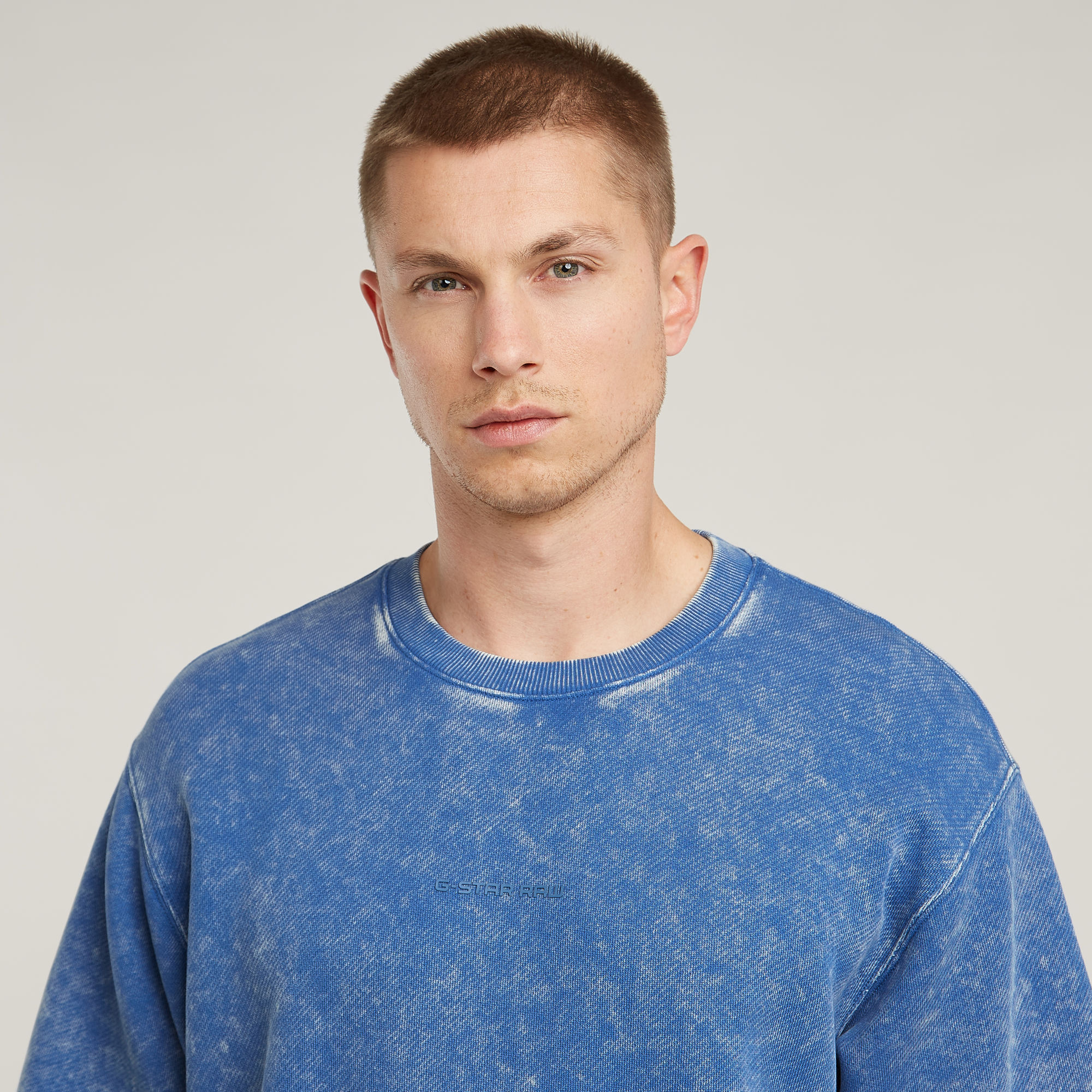G-Star RAW Acid Wash Loose Sweater Midden blauw Heren