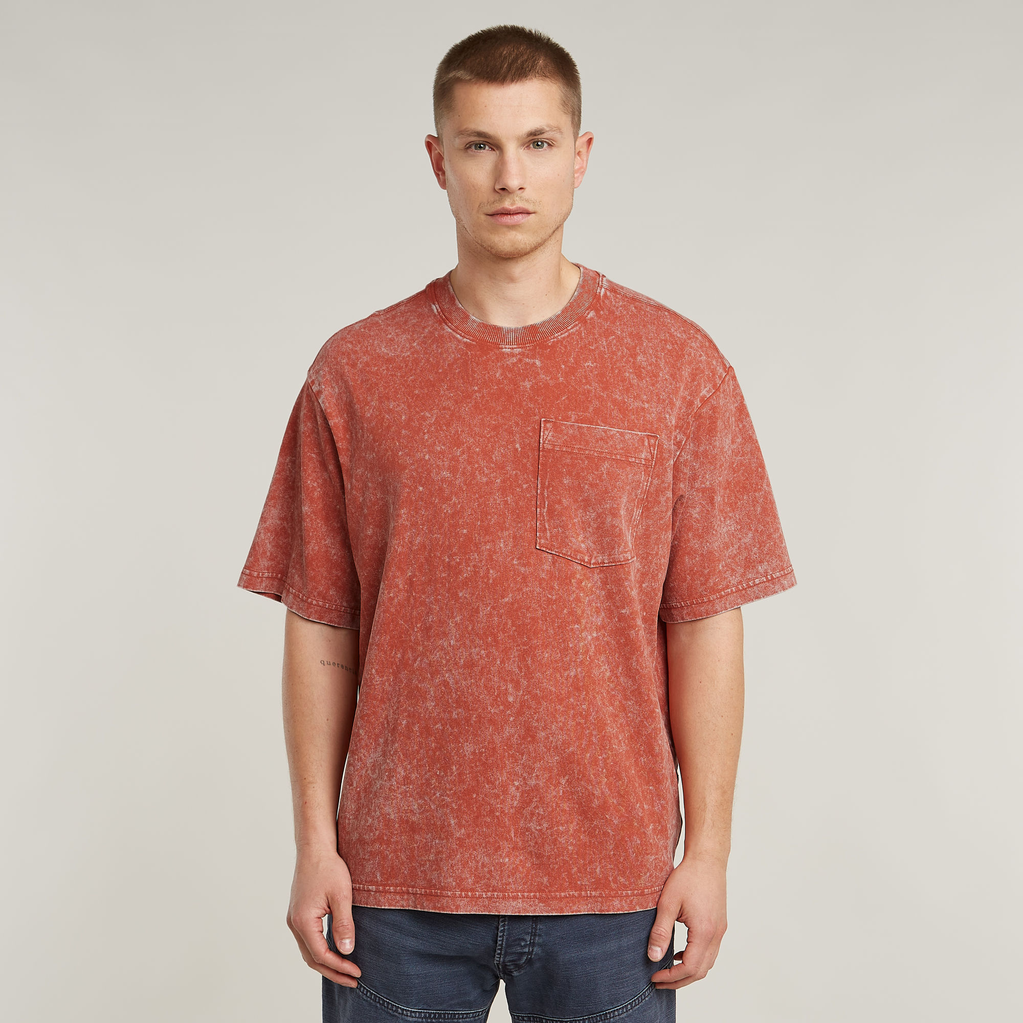 

Acid Wash Boxy T-Shirt - Red - Men
