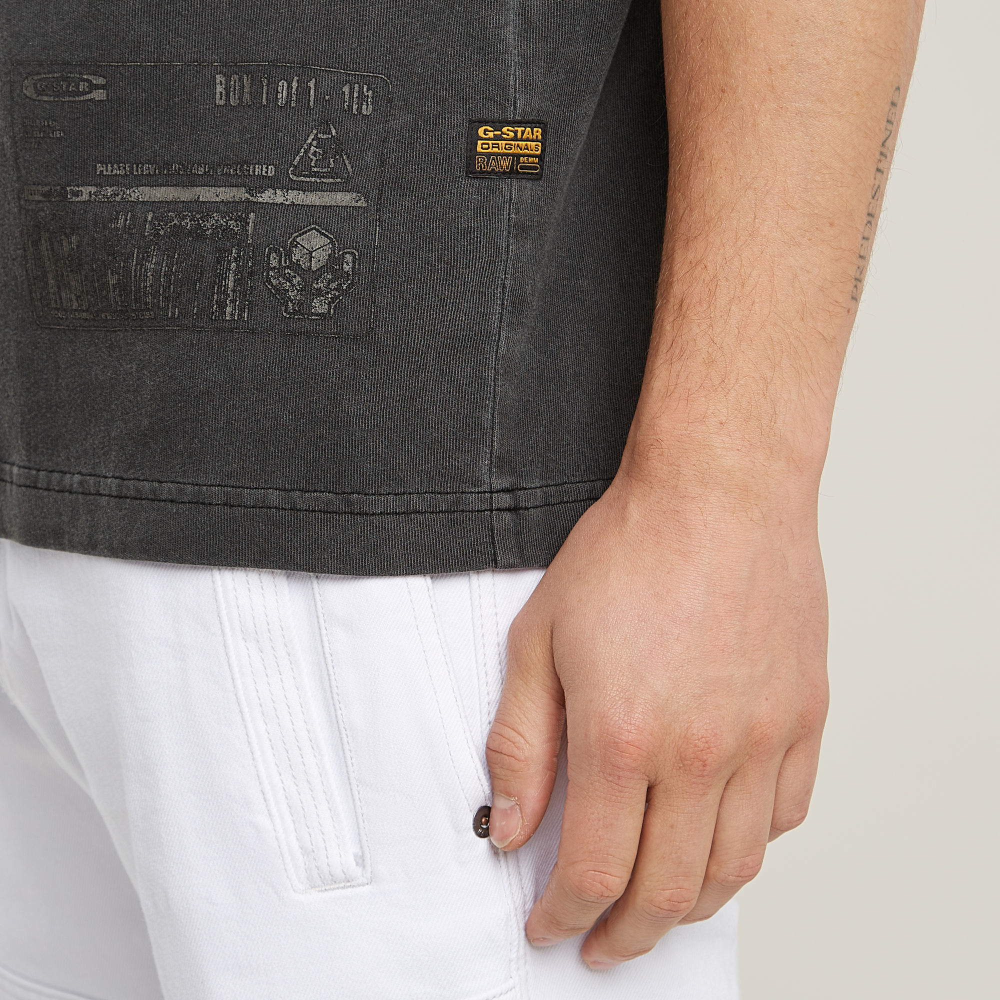 G-Star RAW Shipping Graphic Overdyed T-Shirt Zwart Heren