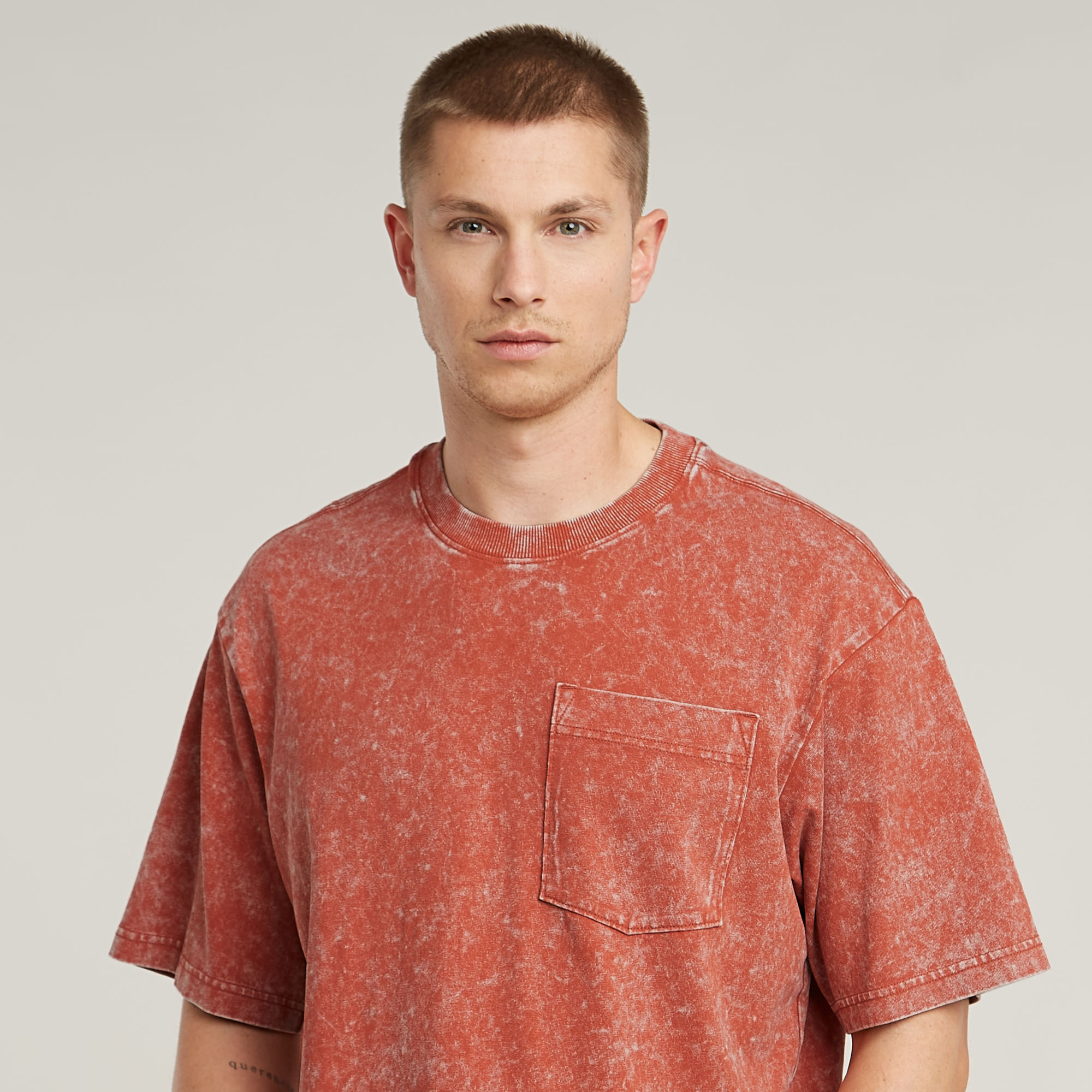 G-Star RAW Acid Wash Boxy T-shirt Rood Heren