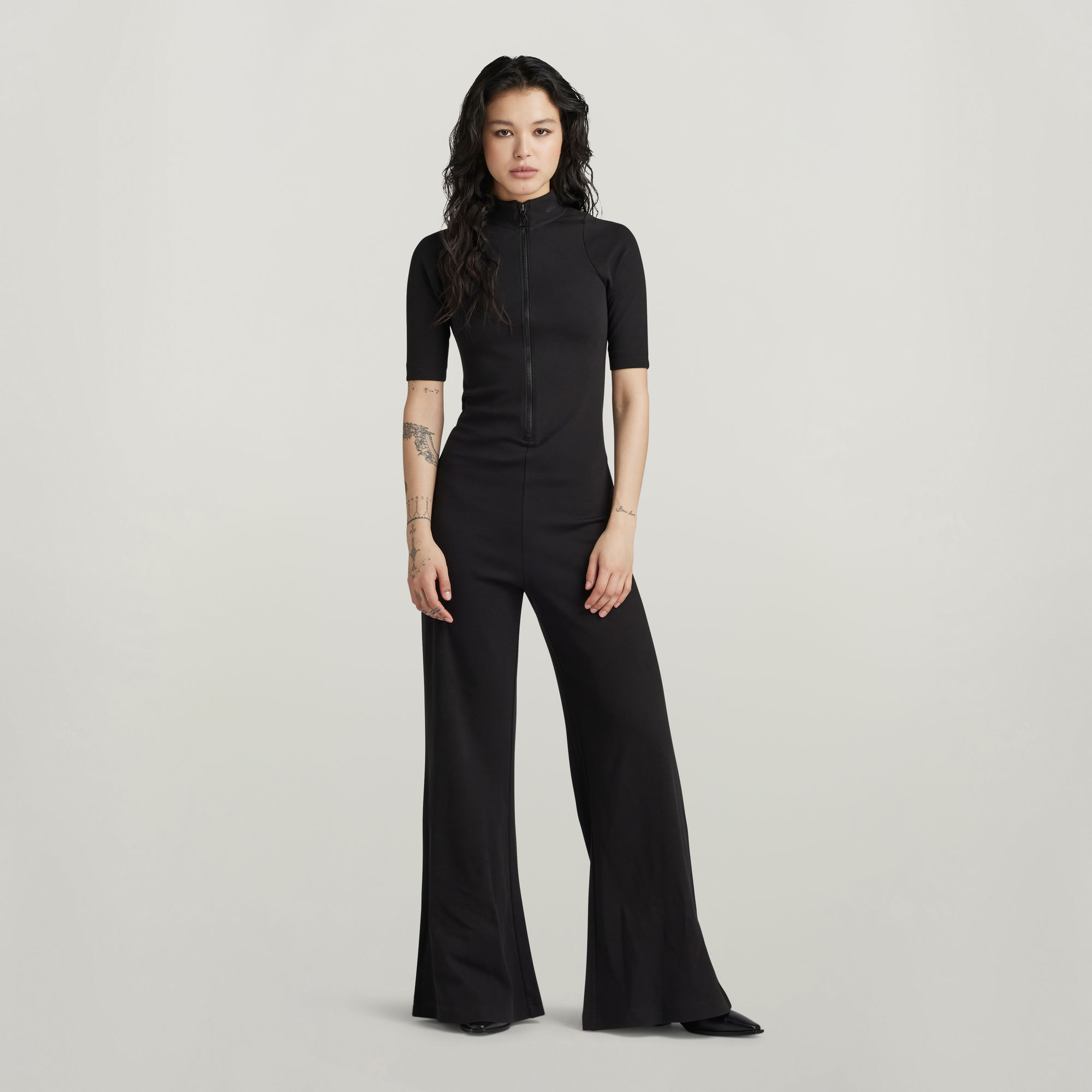 Wide Leg Jumpsuit - Schwarz - Damen