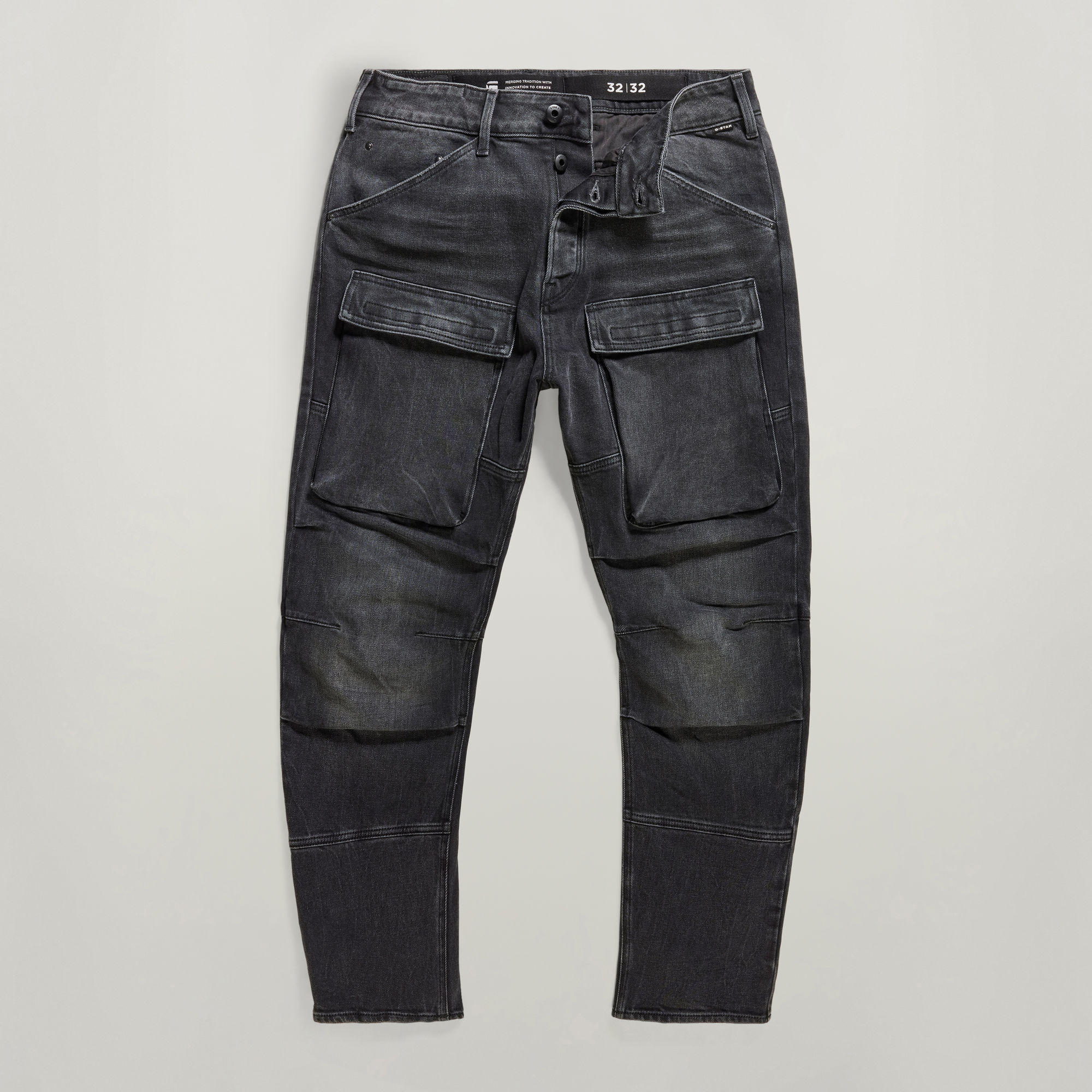 Thumbnail - Straight Tapered Denim Cargohose - Schwarz - Herren