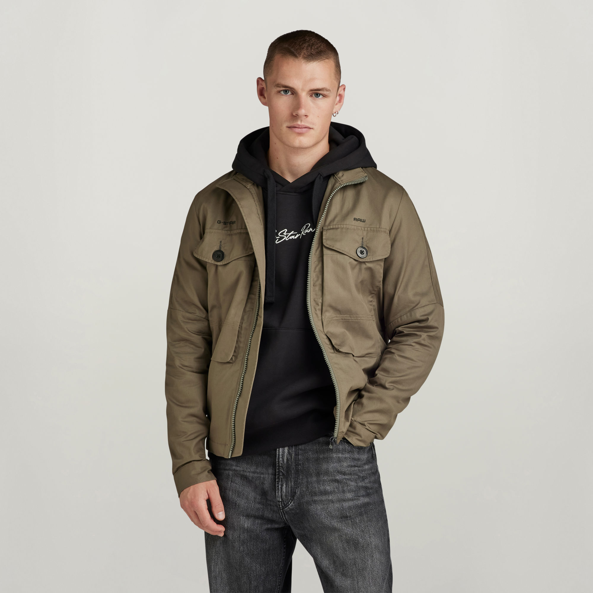 G-Star RAW Long Pocket Track Overshirt Bruin Heren