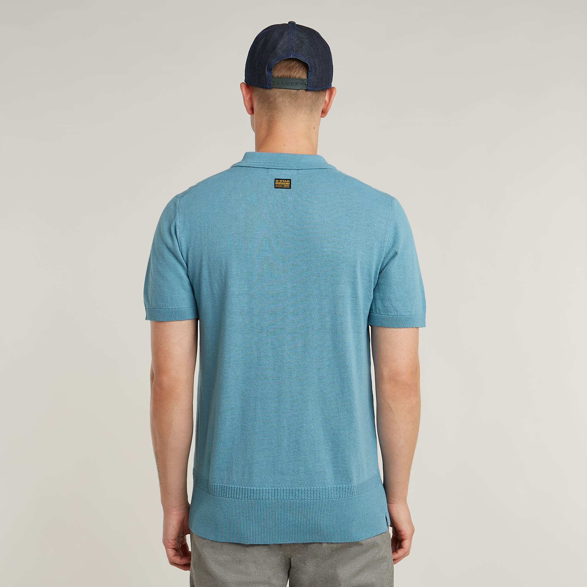 G-Star RAW Gebreide Polo Midden blauw Heren