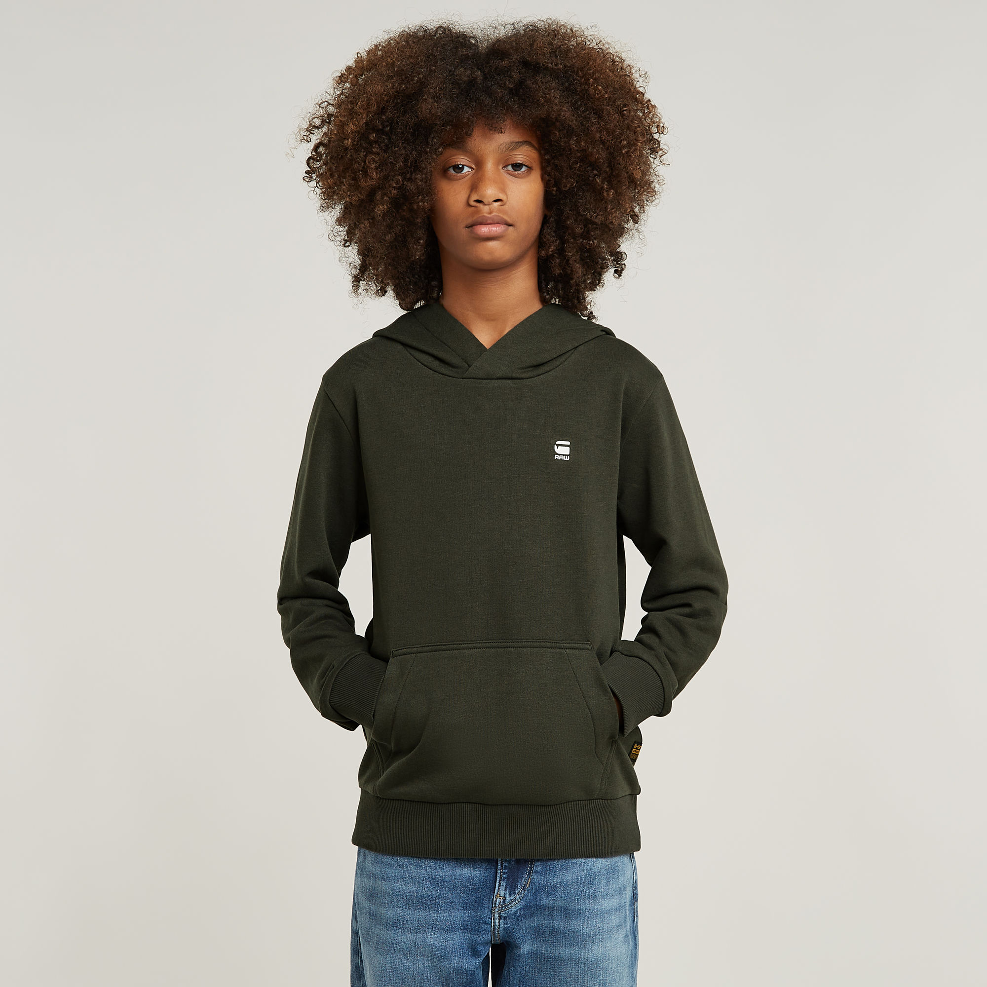 

Boys Hooded Sweater Unbrushed - Grey - boys