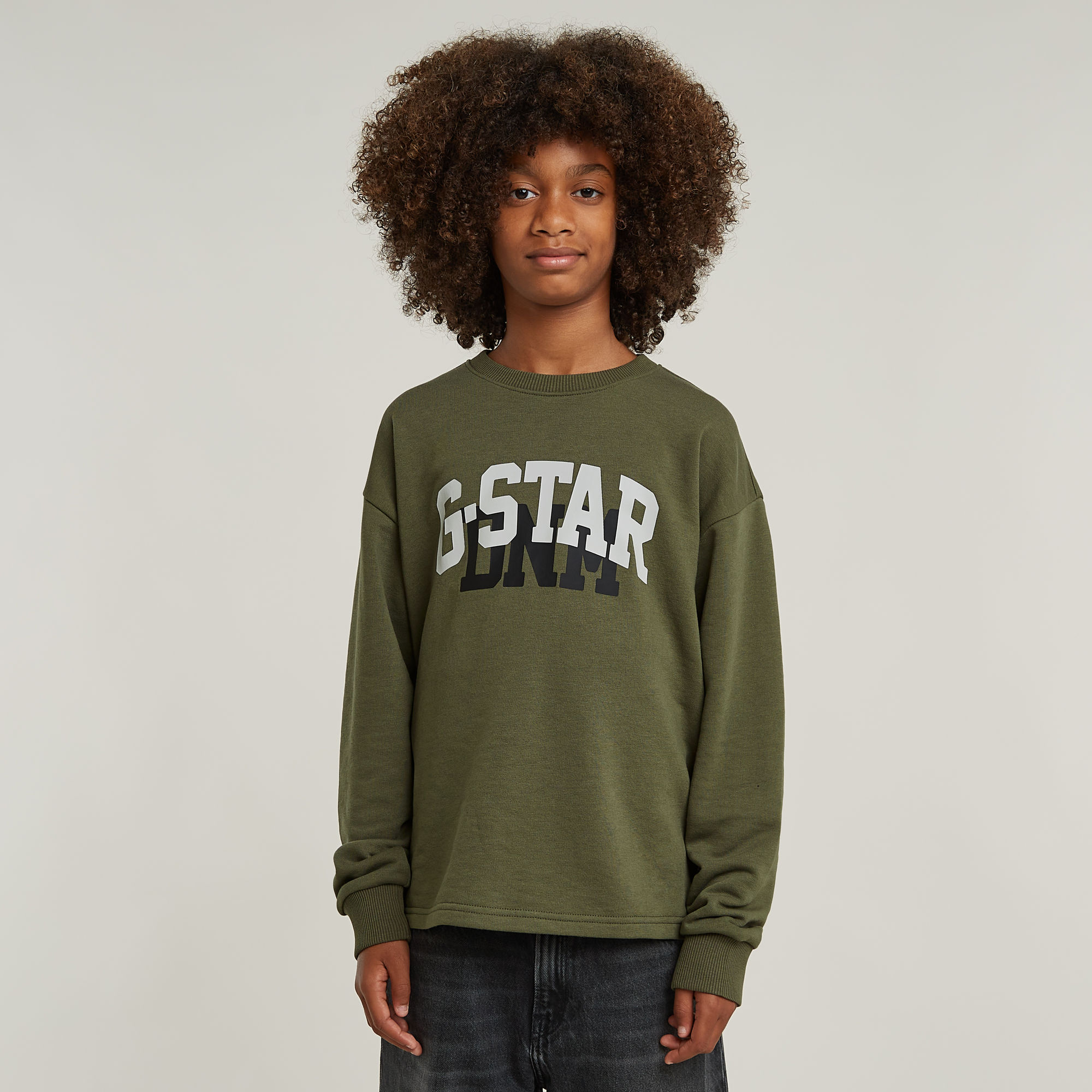 Jungen Crew Sweatshirt Regular Unbrushed - Grün - jungen