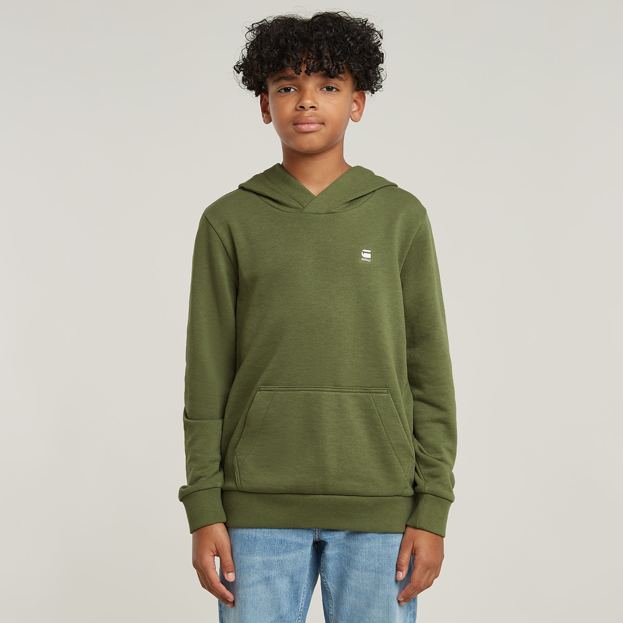 Kids Hooded Sweatshirt Unbrushed - Grün - jungen