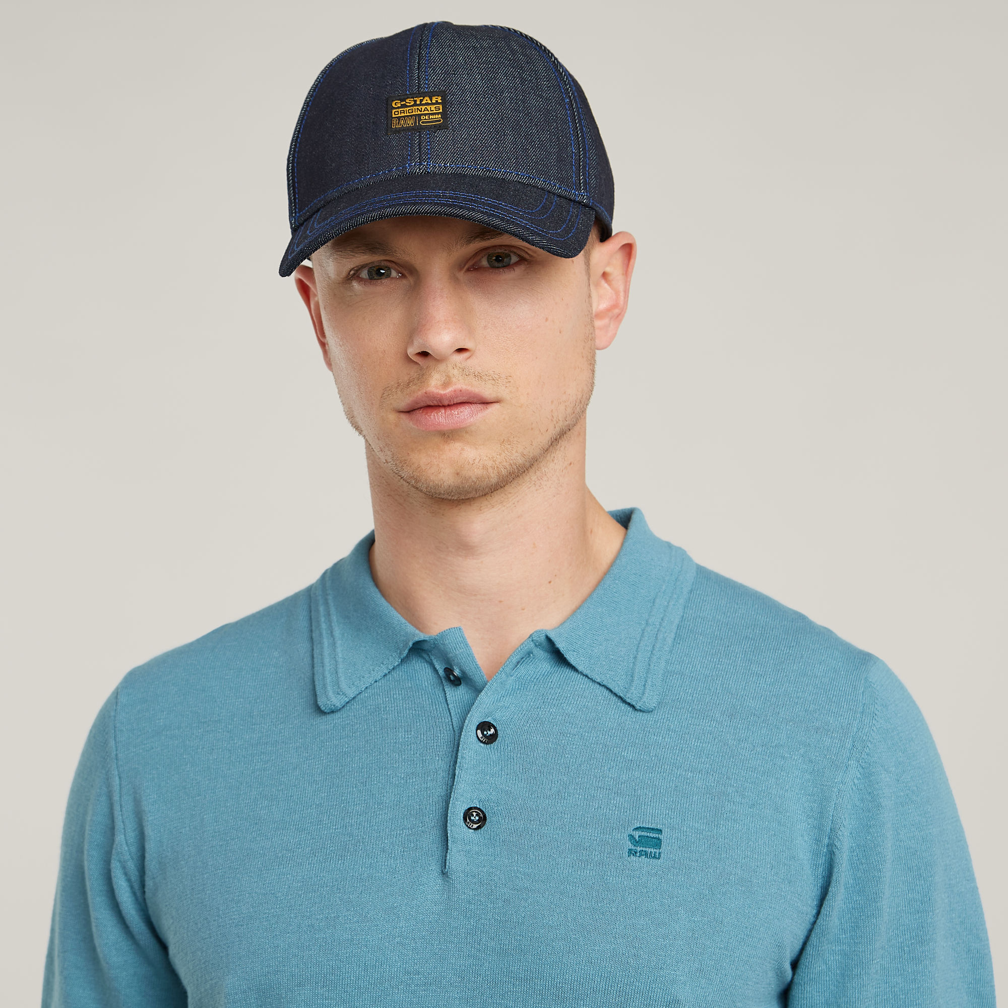 G-Star RAW Gebreide Polo Midden blauw Heren