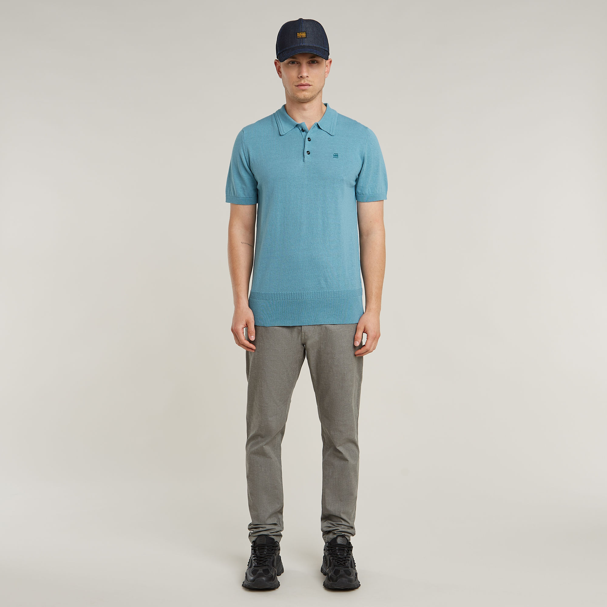 G-Star RAW Gebreide Polo Midden blauw Heren