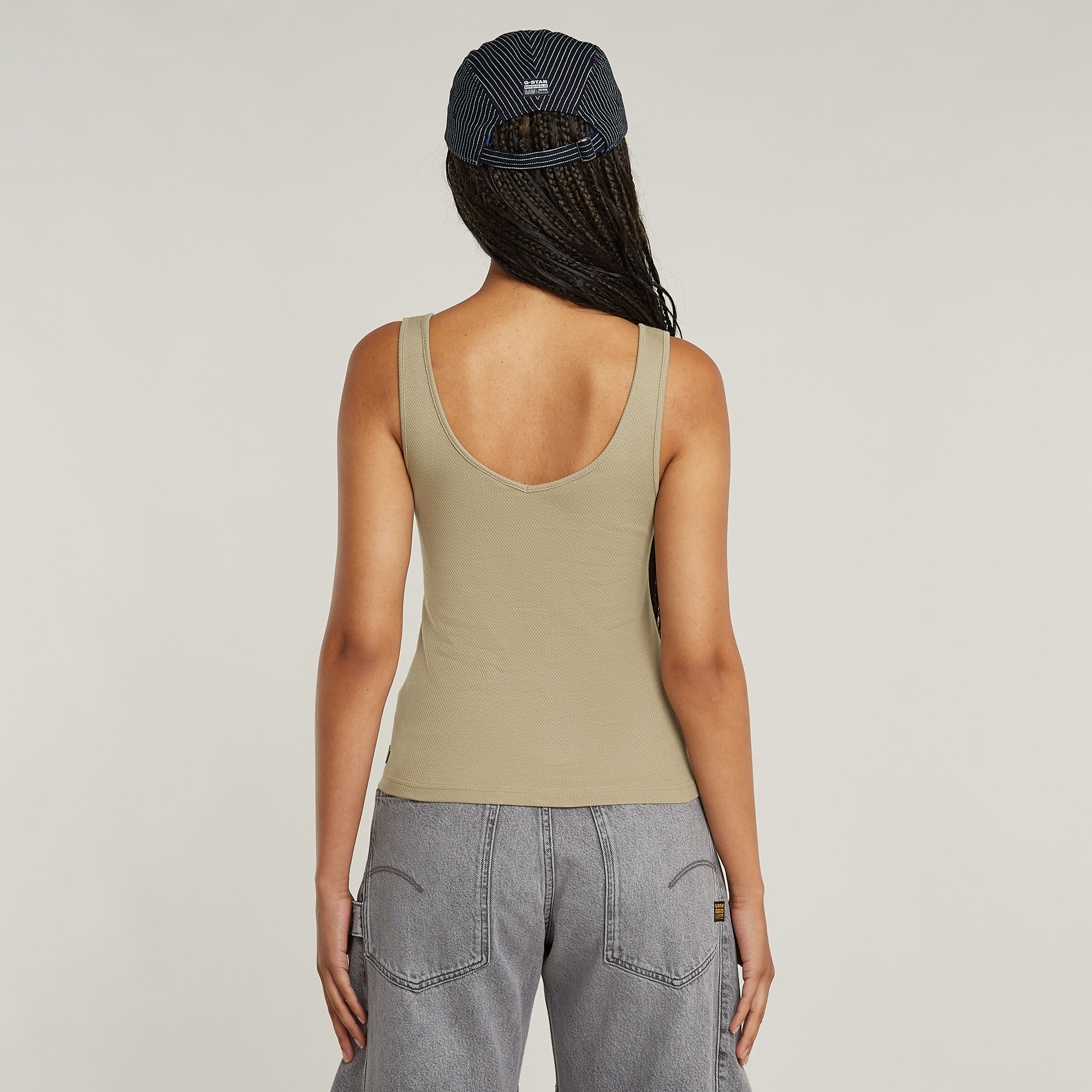 G-Star RAW Asymmetrical Zip Slim Tanktop Beige Dames