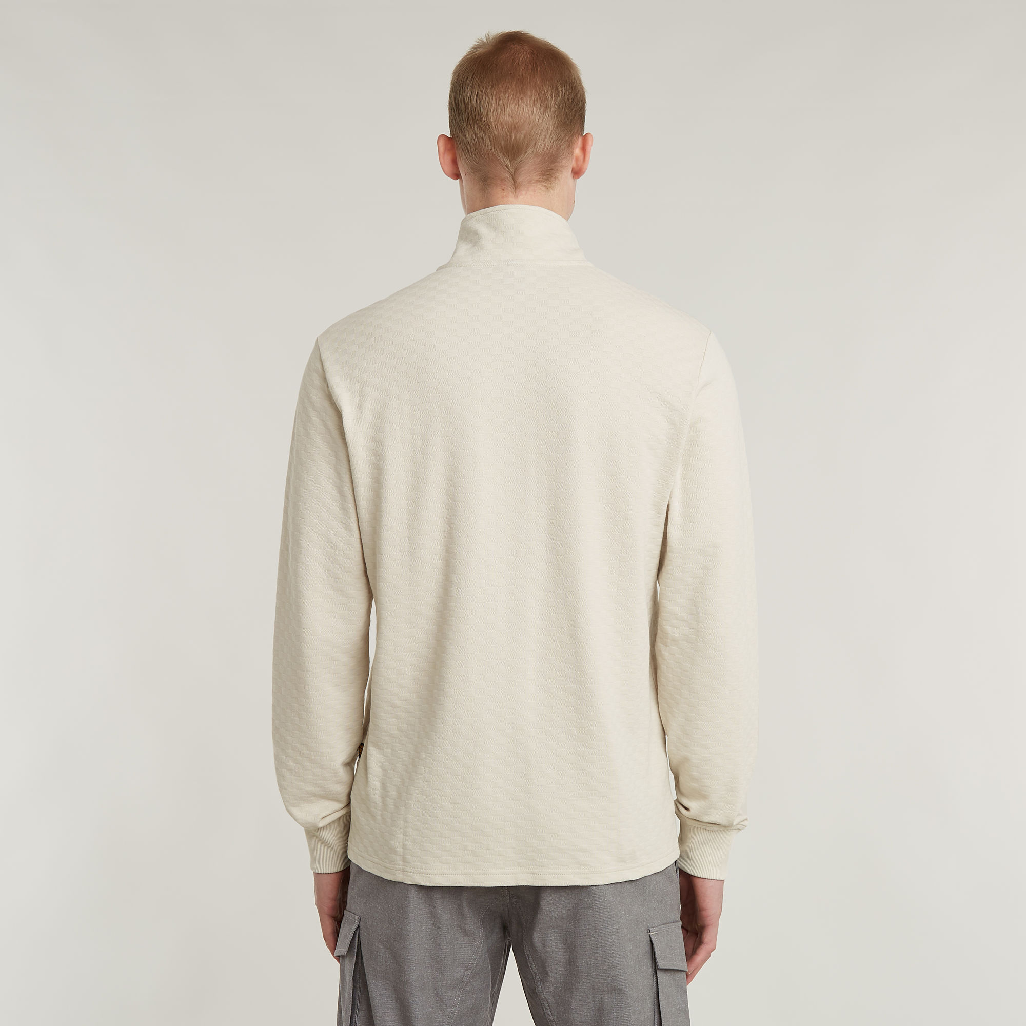G-Star RAW Checquard Tweeter Half Zip Wit Heren