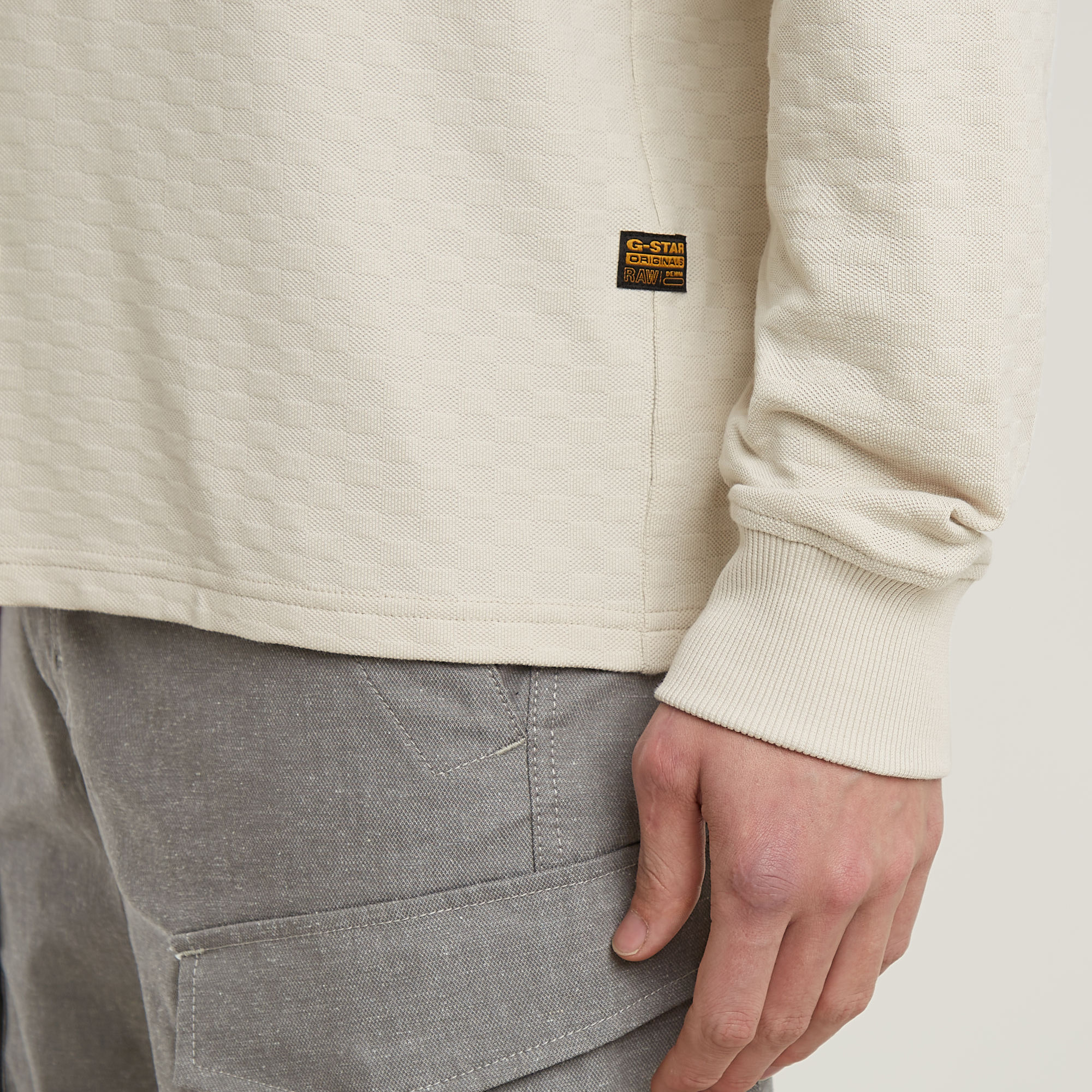 G-Star RAW Checquard Tweeter Half Zip Wit Heren