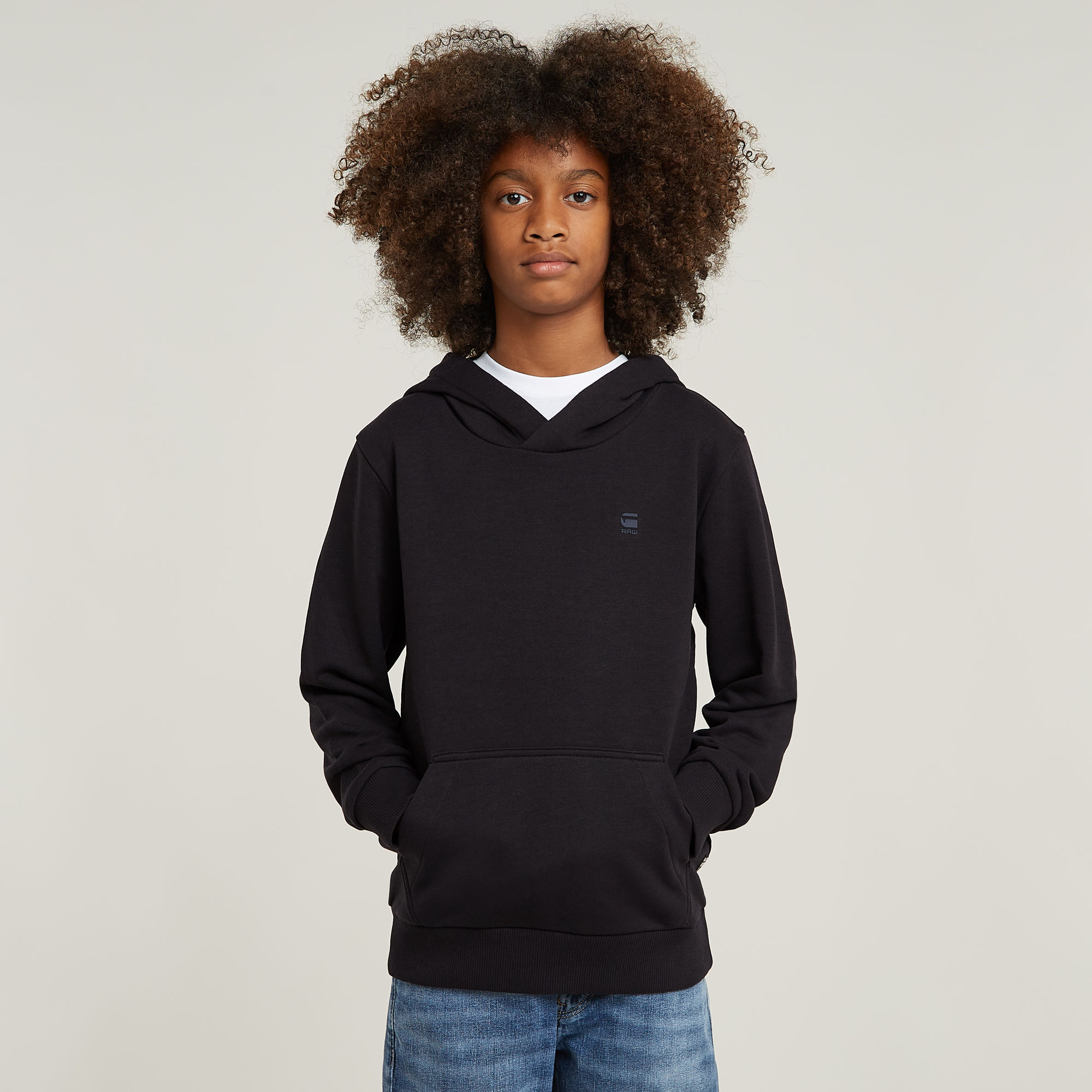 

Kids Hooded Sweater Unbrushed - Black - boys