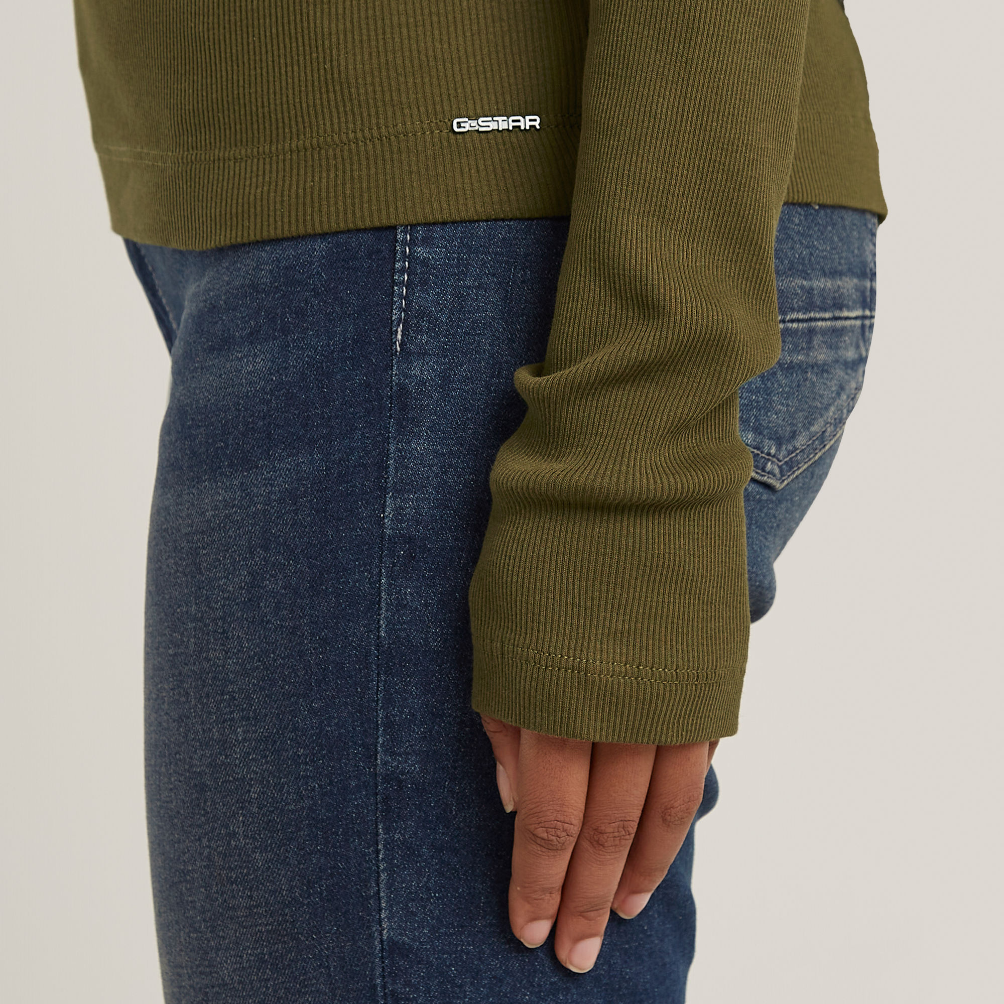 G-Star RAW Slim Rib Korte Col Top Groen Dames