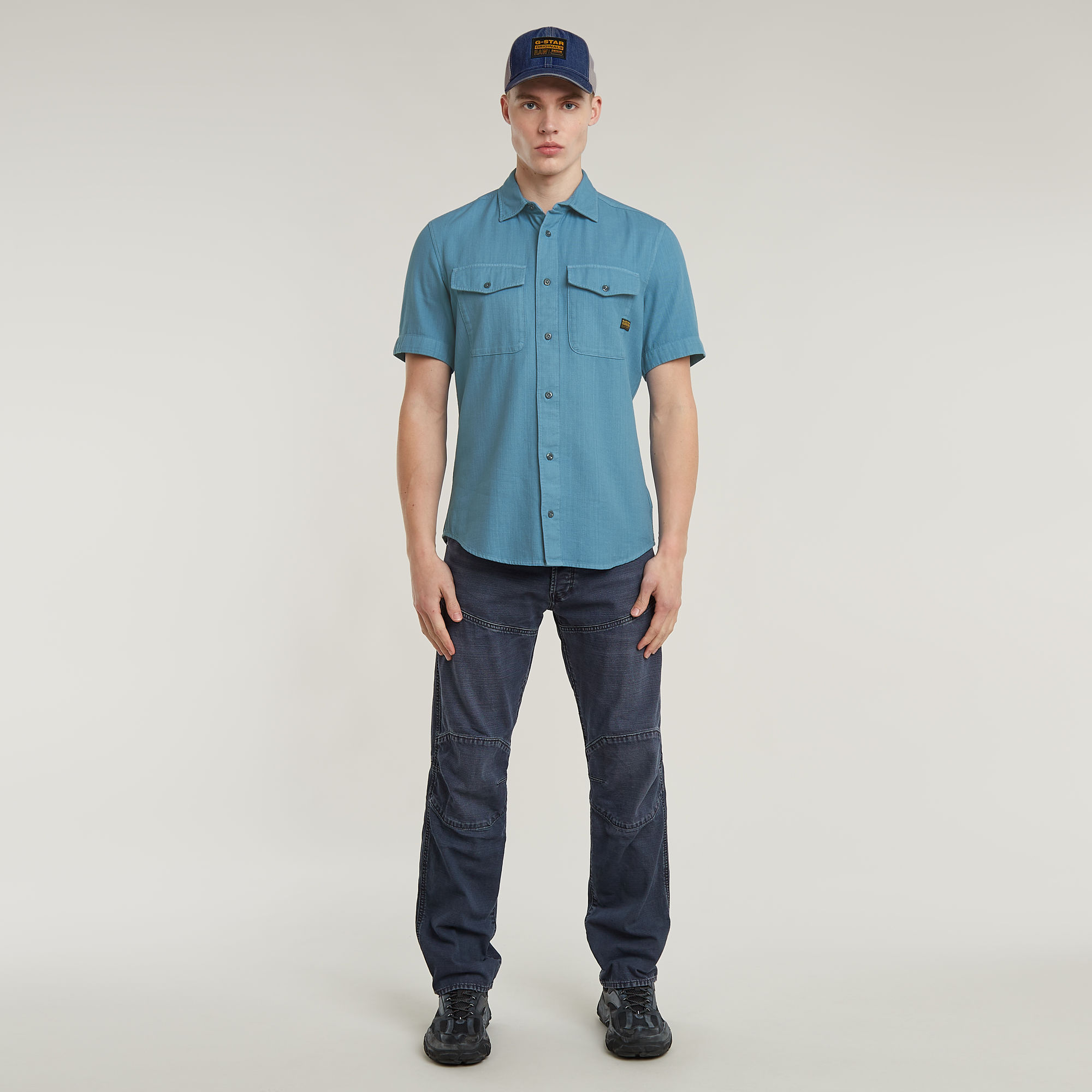 Thumbnail - Marine Slim Hemd - Mittelblau - Herren