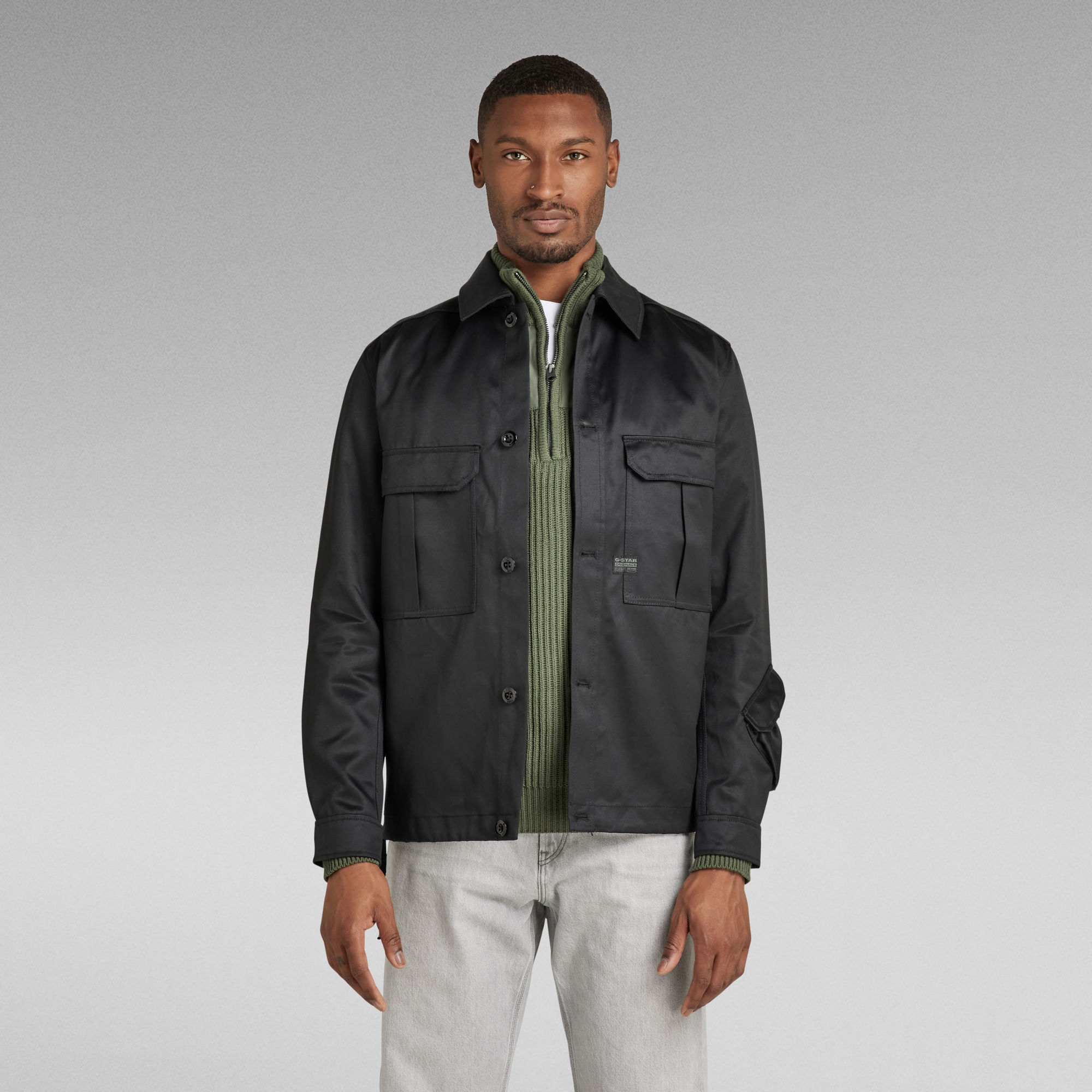 G-Star RAW Unisex Relaxed Overshirt 2 Flap Pockets Zwart Heren