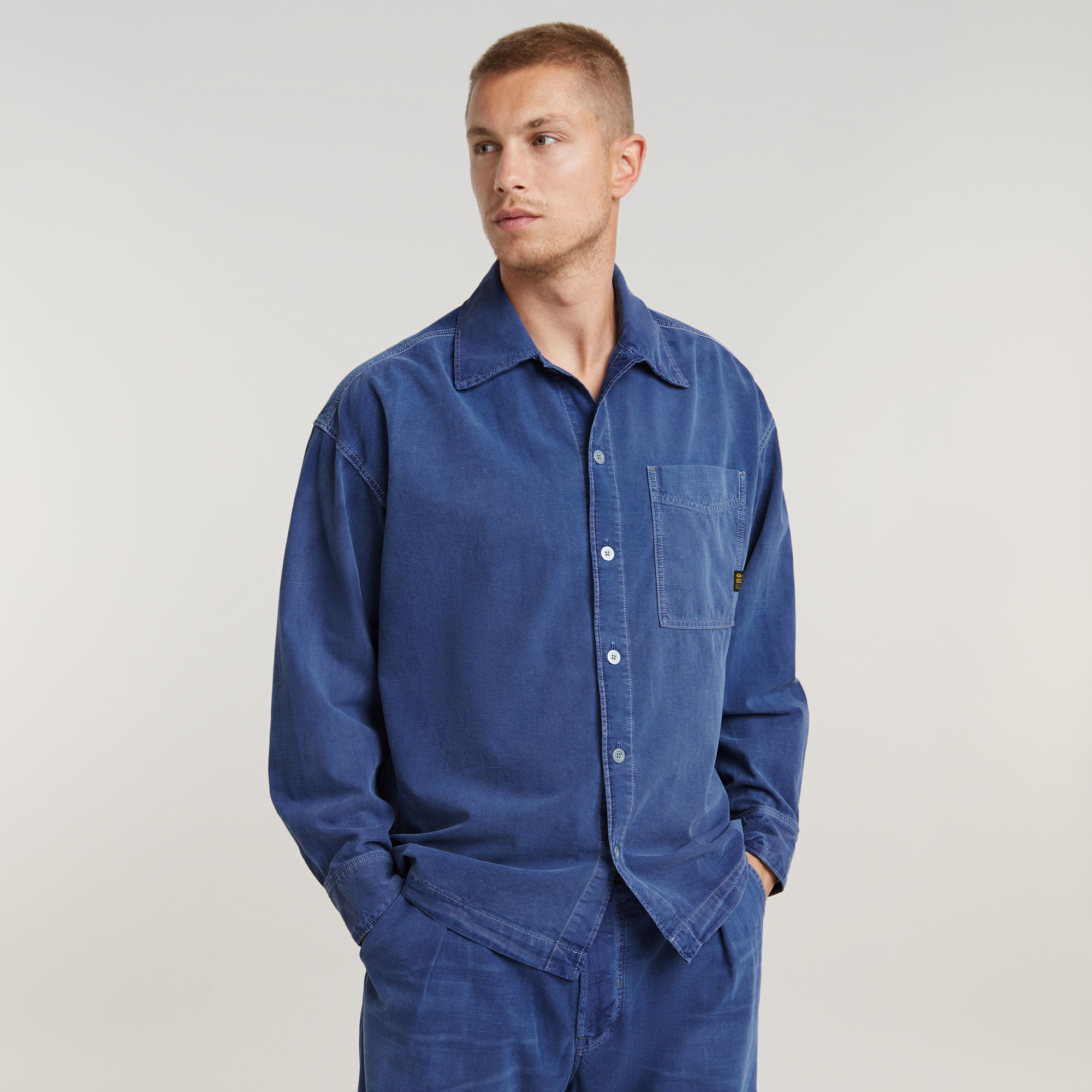 Boxy Fit Hemd - Mittelblau - Herren