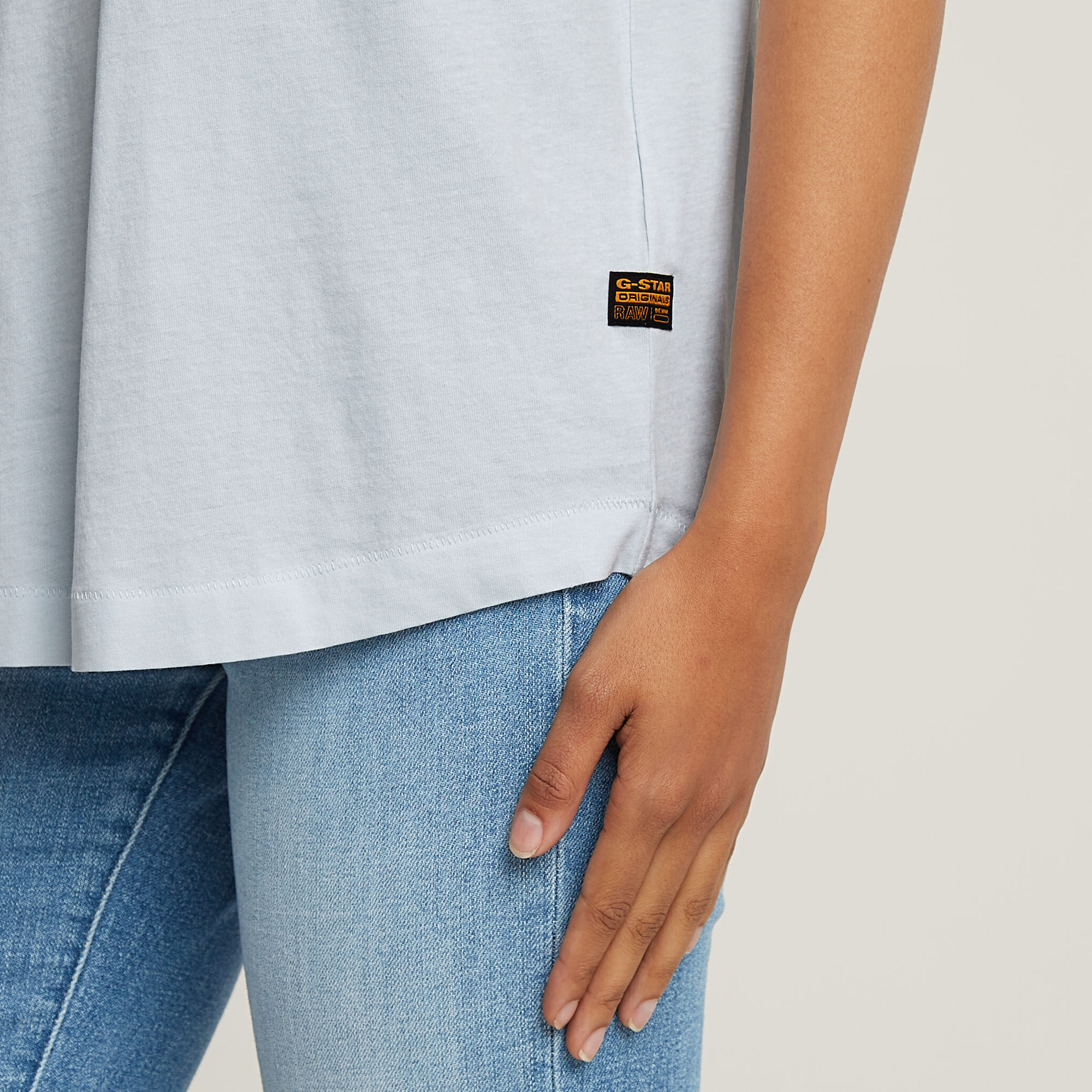 G-Star RAW Rolled Up Sleeve Boyfriend Top Lichtblauw Dames