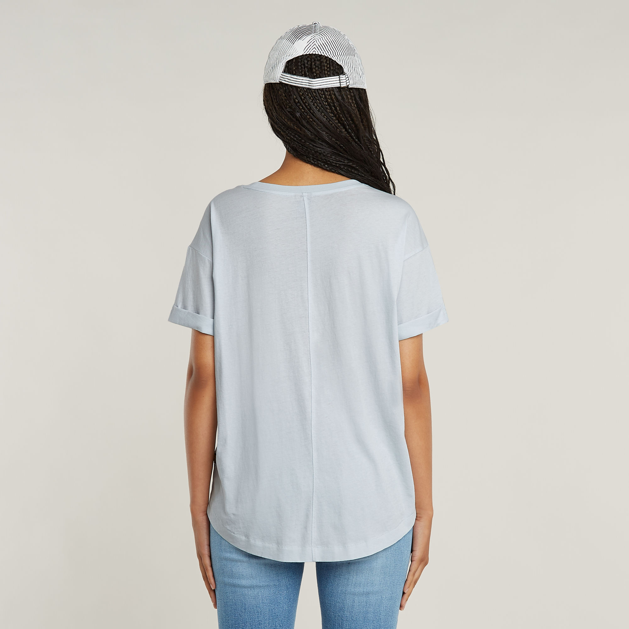 G-Star RAW Rolled Up Sleeve Boyfriend Top Lichtblauw Dames