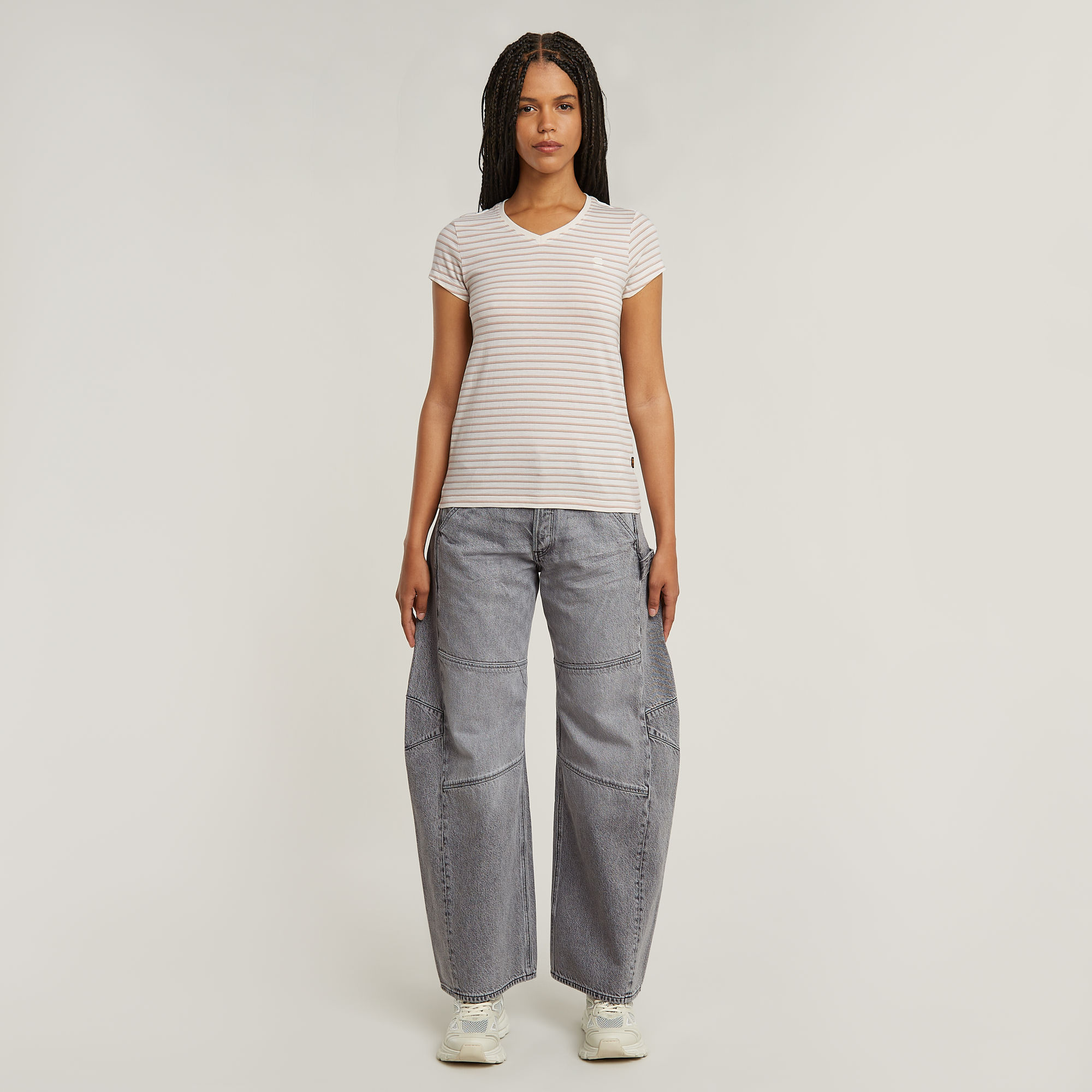 G-Star RAW Stripe Eyben Slim V-hals T-shirt 2.0 Meerkleurig Dames