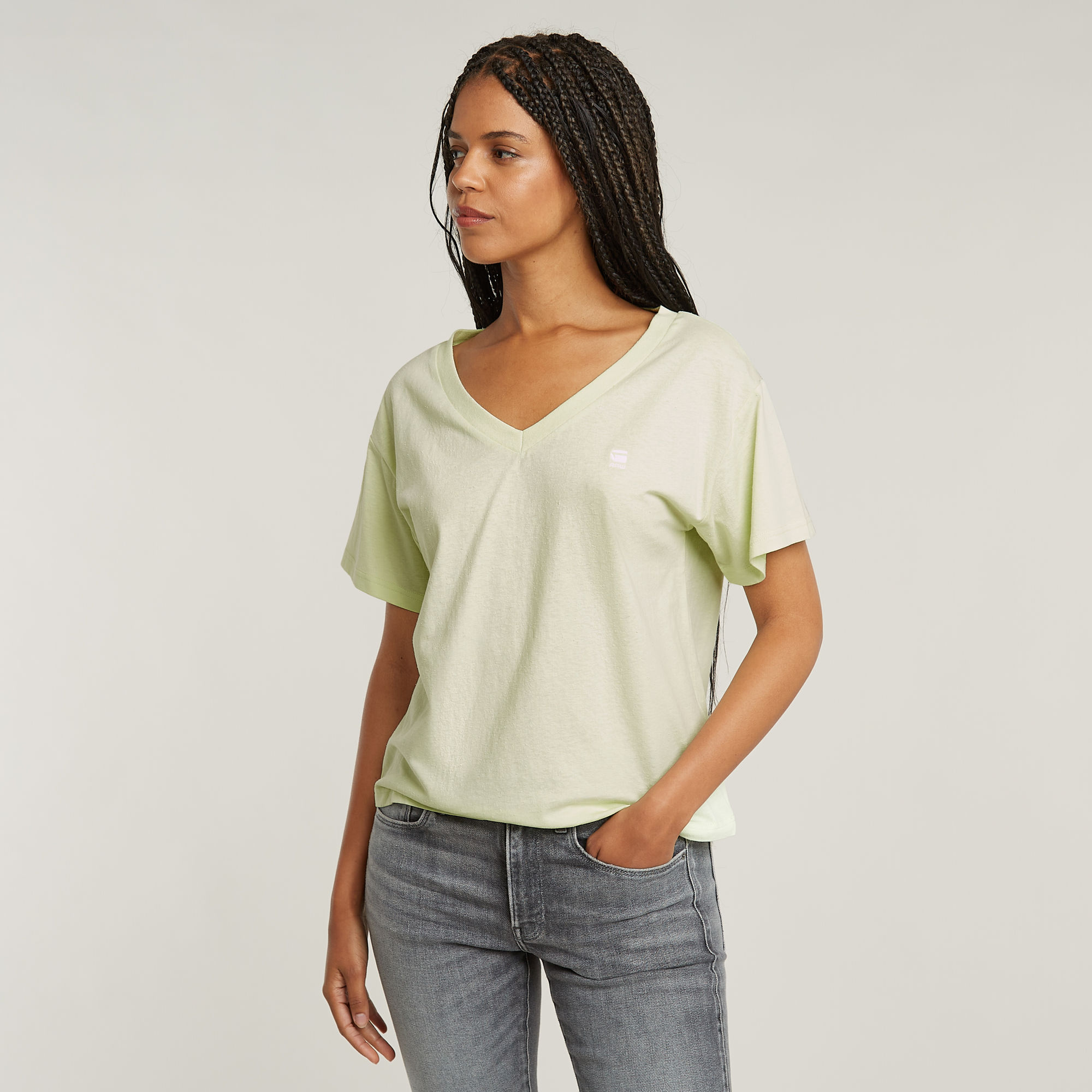 G-Star RAW Open V-neck Relaxed T-shirt Groen Dames