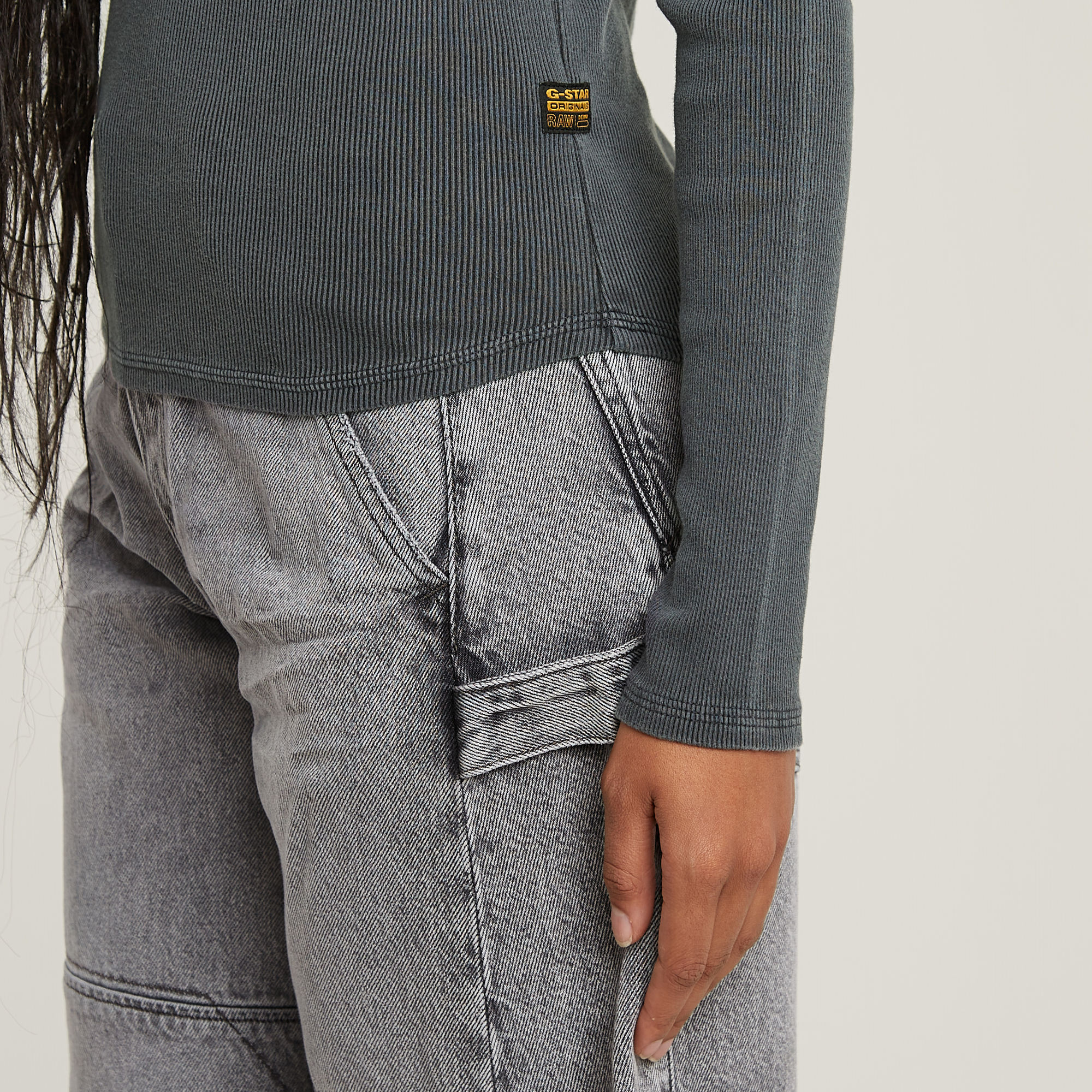 G-Star RAW Deep V-neck Slim Top Grijs Dames