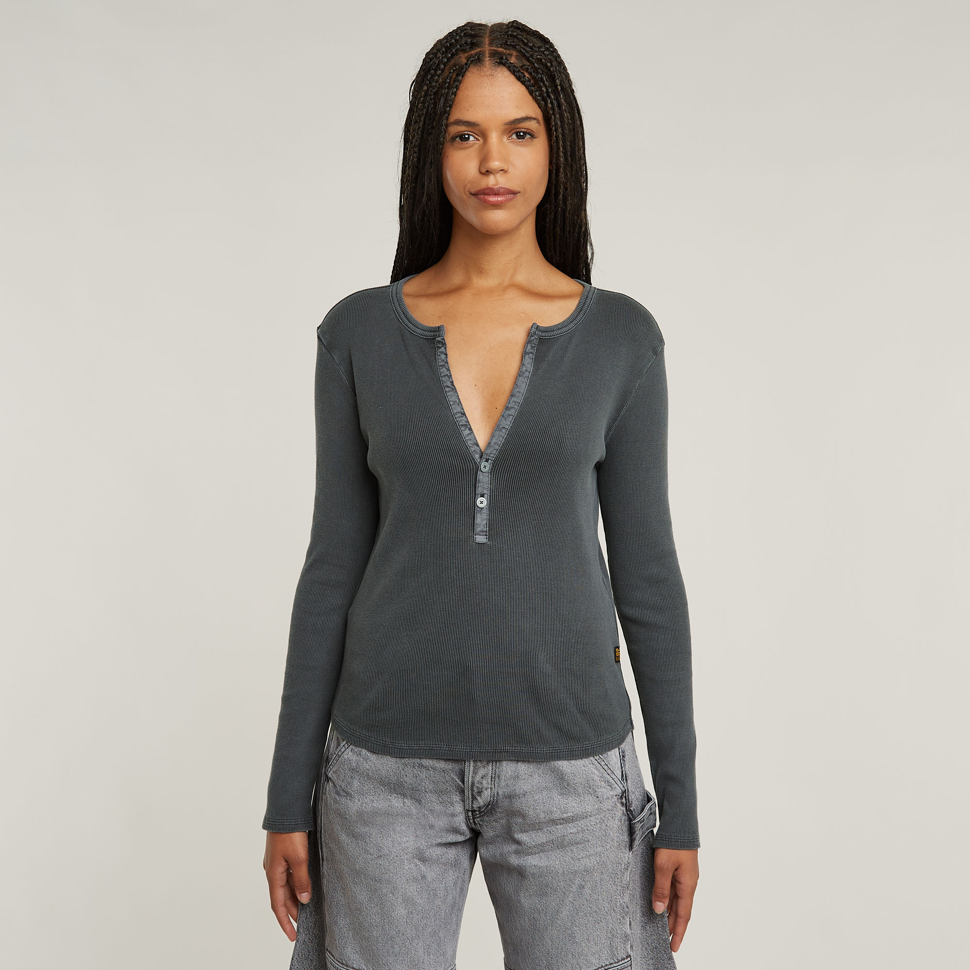 G-Star RAW Deep V-neck Slim Top - Grijs - Dames